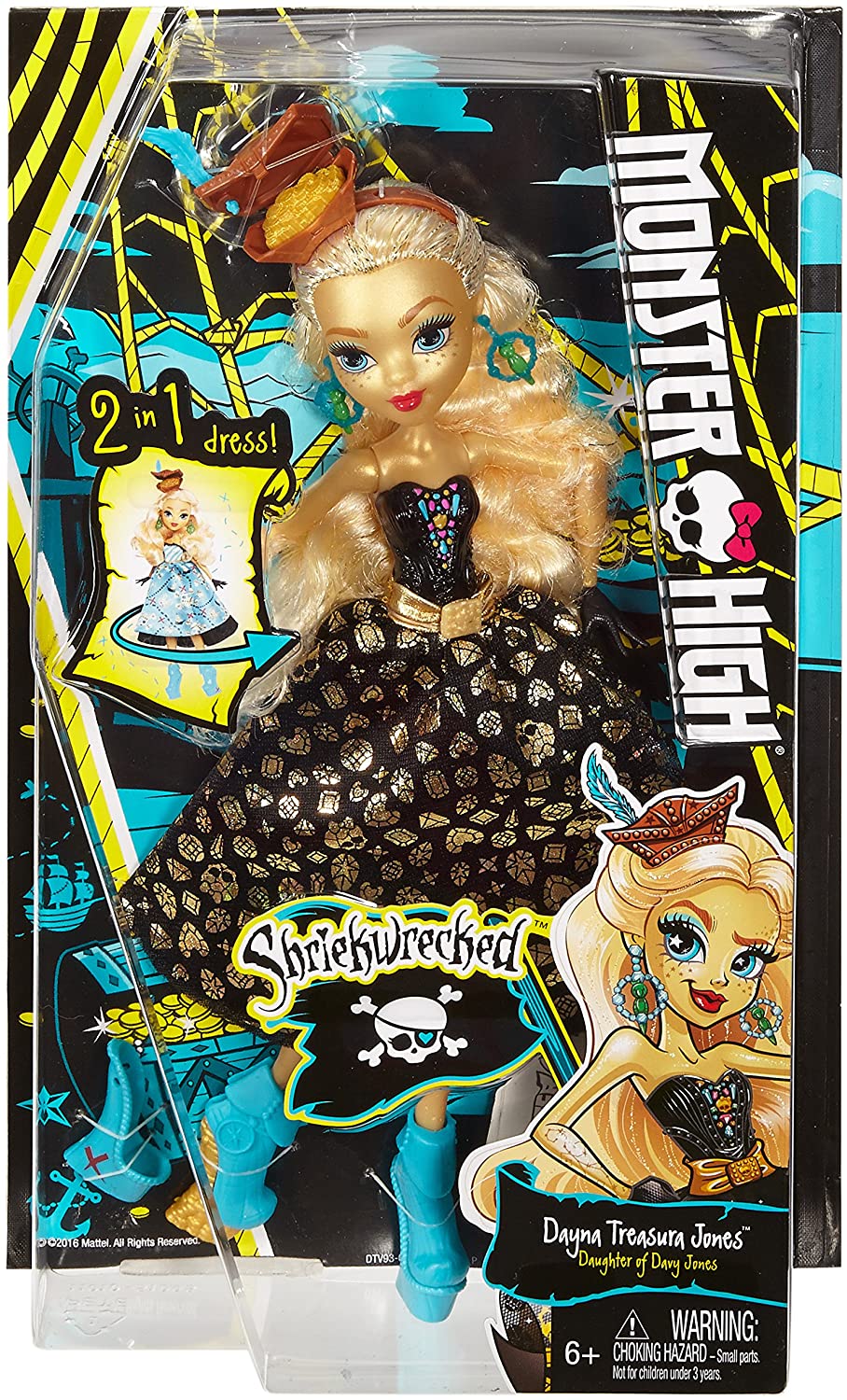 

Кукла Монстер Хай Дана Трежура Джонс платье в двух образах - Monster High Shriekwrecked Dayna Treasura Jones