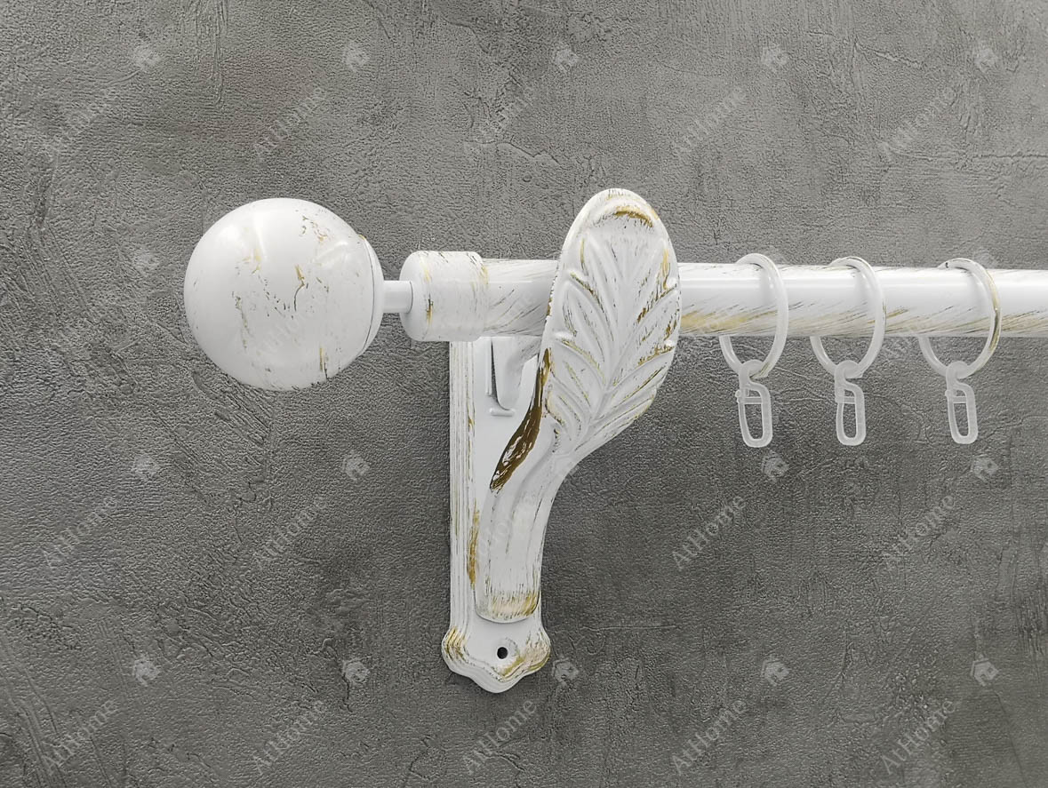 

Карниз Quadrum Шар 320 см одинарный белое золото ретро 25 мм гладкая (кольца с крючками)