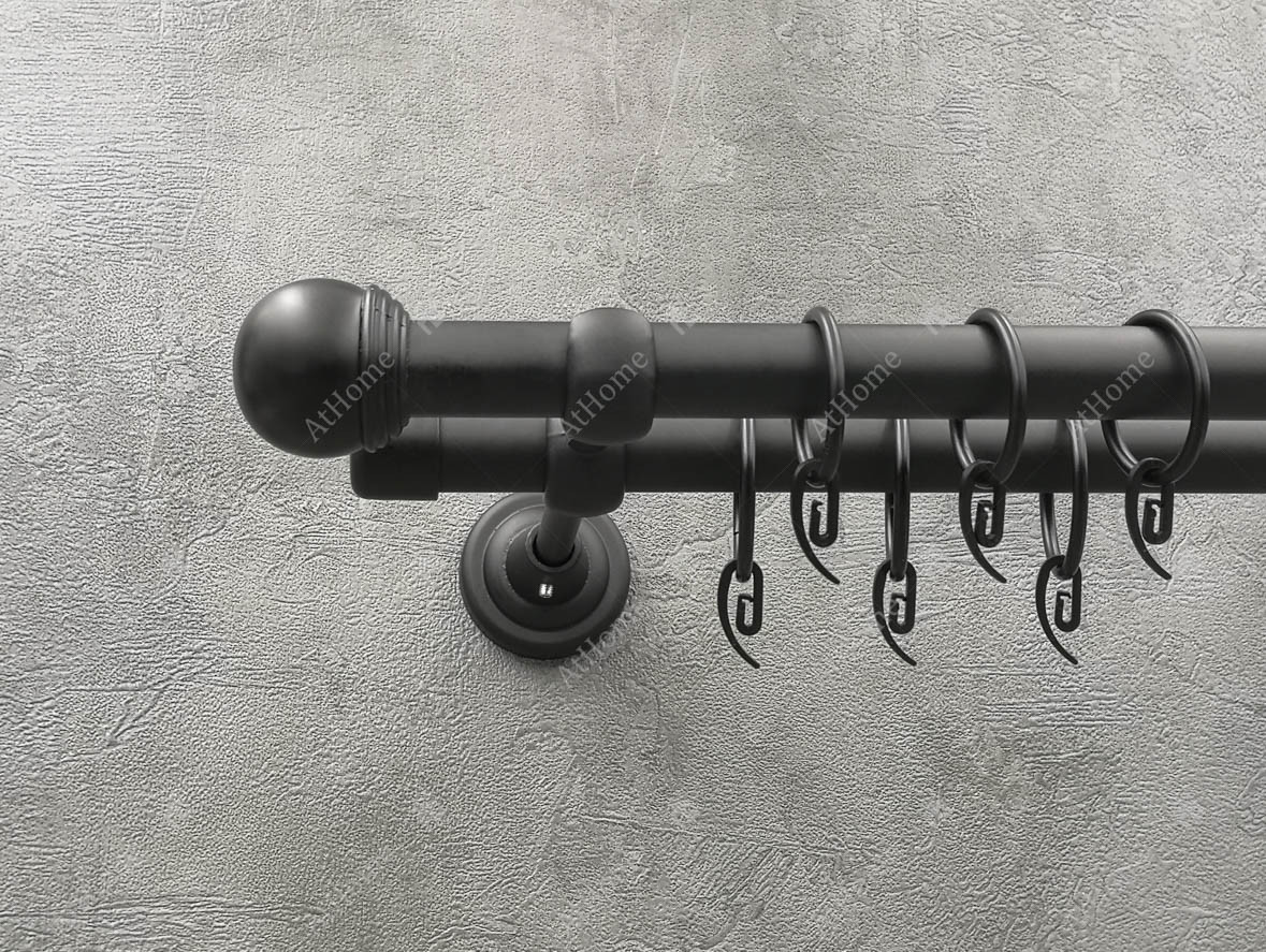 

Карниз Quadrum Тоди Макс 240 см двойной черный матовый 19/19 мм гладкая (кольца с крючками)