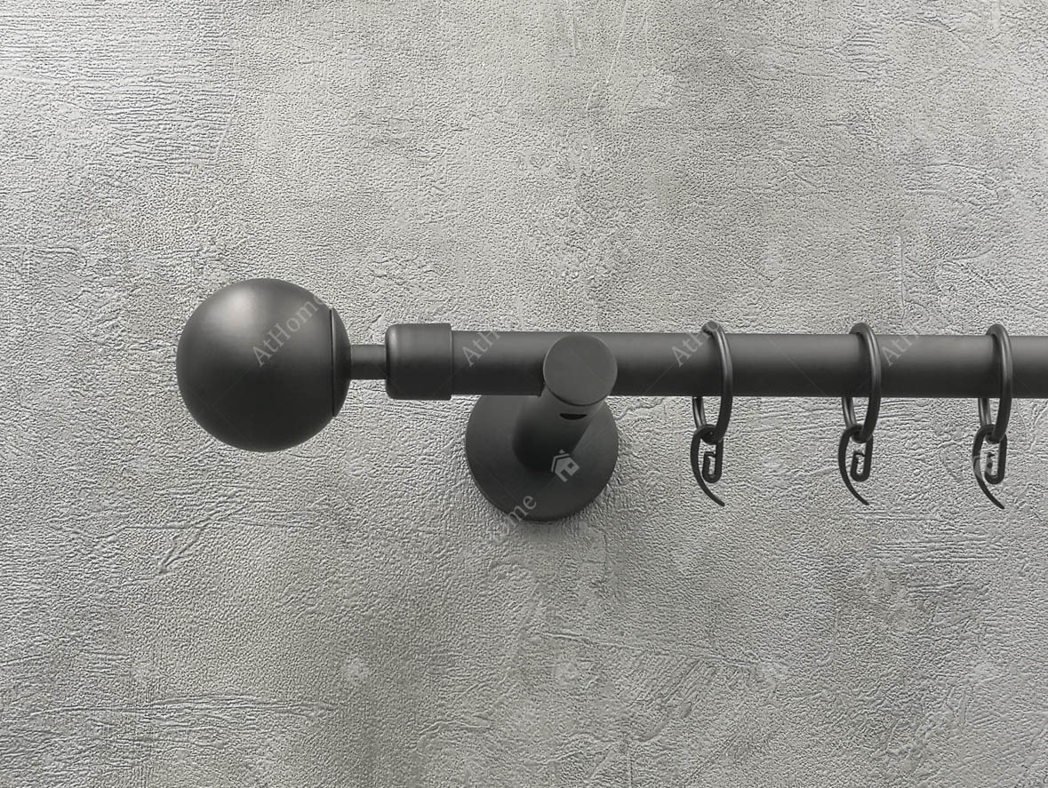 

Карниз Quadrum Шар 160 см одинарный универсал черный матовый 19 мм гладкая (кольца с крючками)