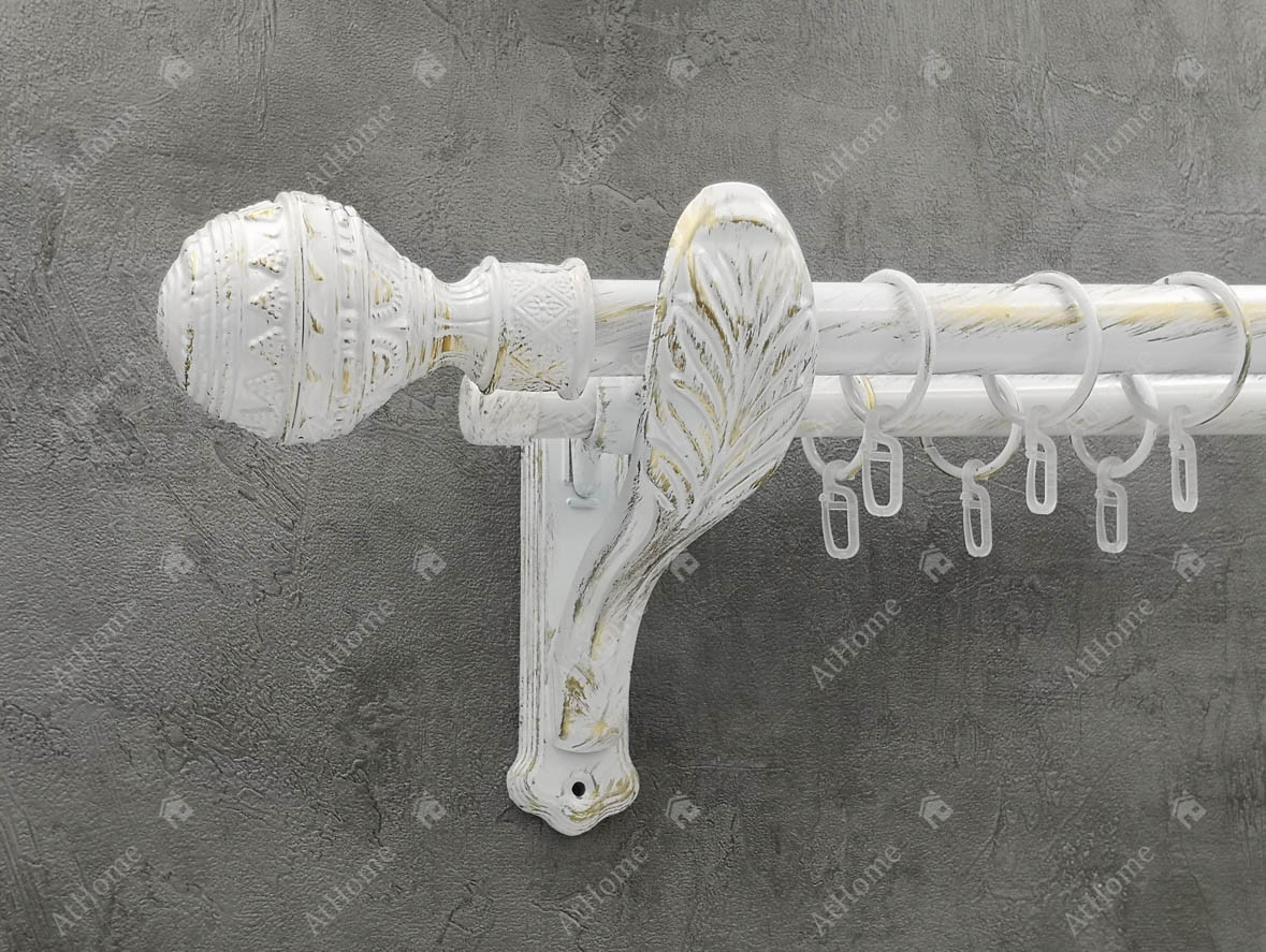 

Карниз Quadrum Арабеска 300 см двойной белое золото ретро 25/19 мм гладкая (кольца с крючками)