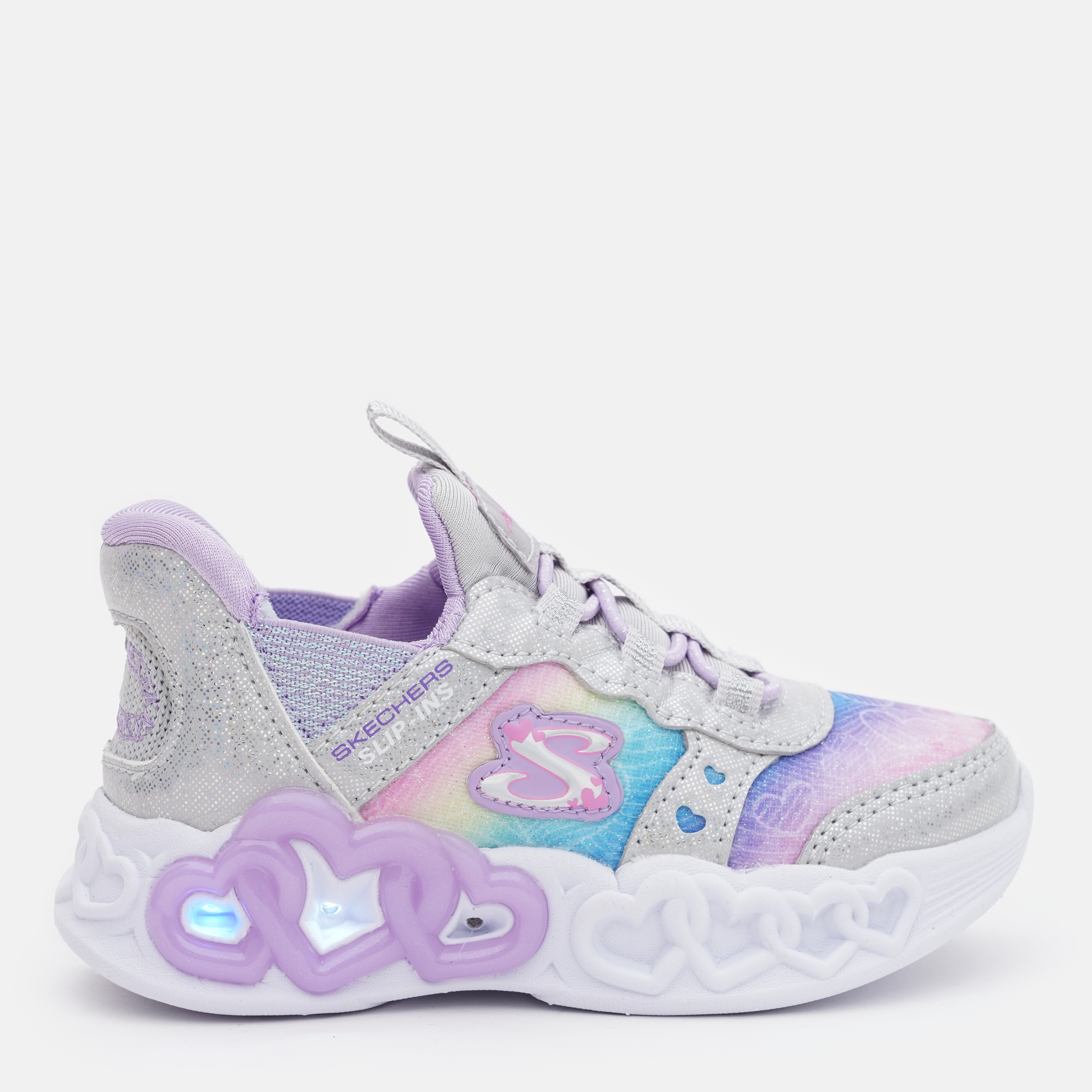 Акція на Дитячі з підсвіткою кросівки для дівчинки Skechers Slip-ins: Infinite Heart Lights 303755N SMLT 23 Сірі від Rozetka