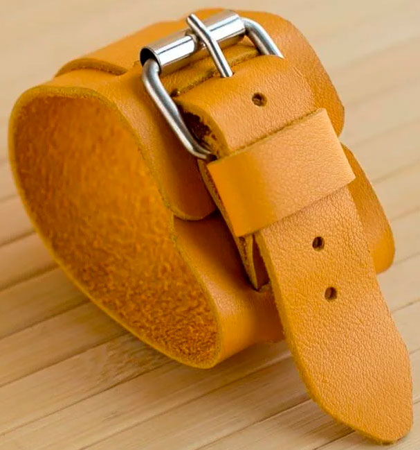 

Браслет Gridasov Leathercraft Pulse из натуральной кожи желтый (WR-004-YL)