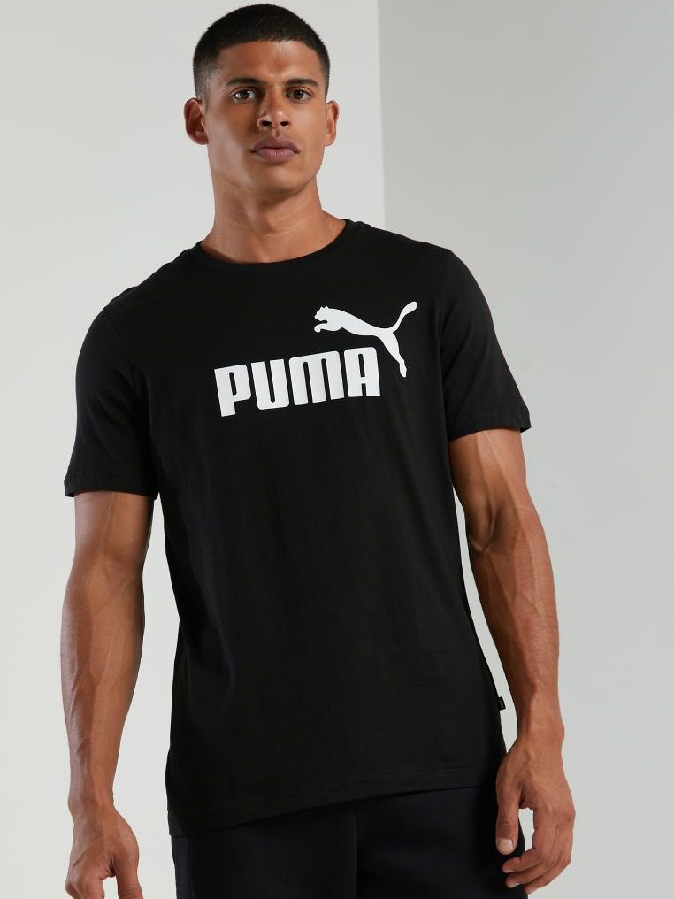 Акция на Футболка Puma Ess Logo Tee 58666601 S Puma Black от Rozetka