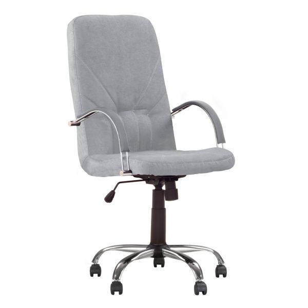 

Офисное кресло для кабинета MANAGER steel AL68 механизм Anyfix, алюминиевая база, подлокотники с обитыми накладками, обивка ткань Micro B Новый стиль Серый