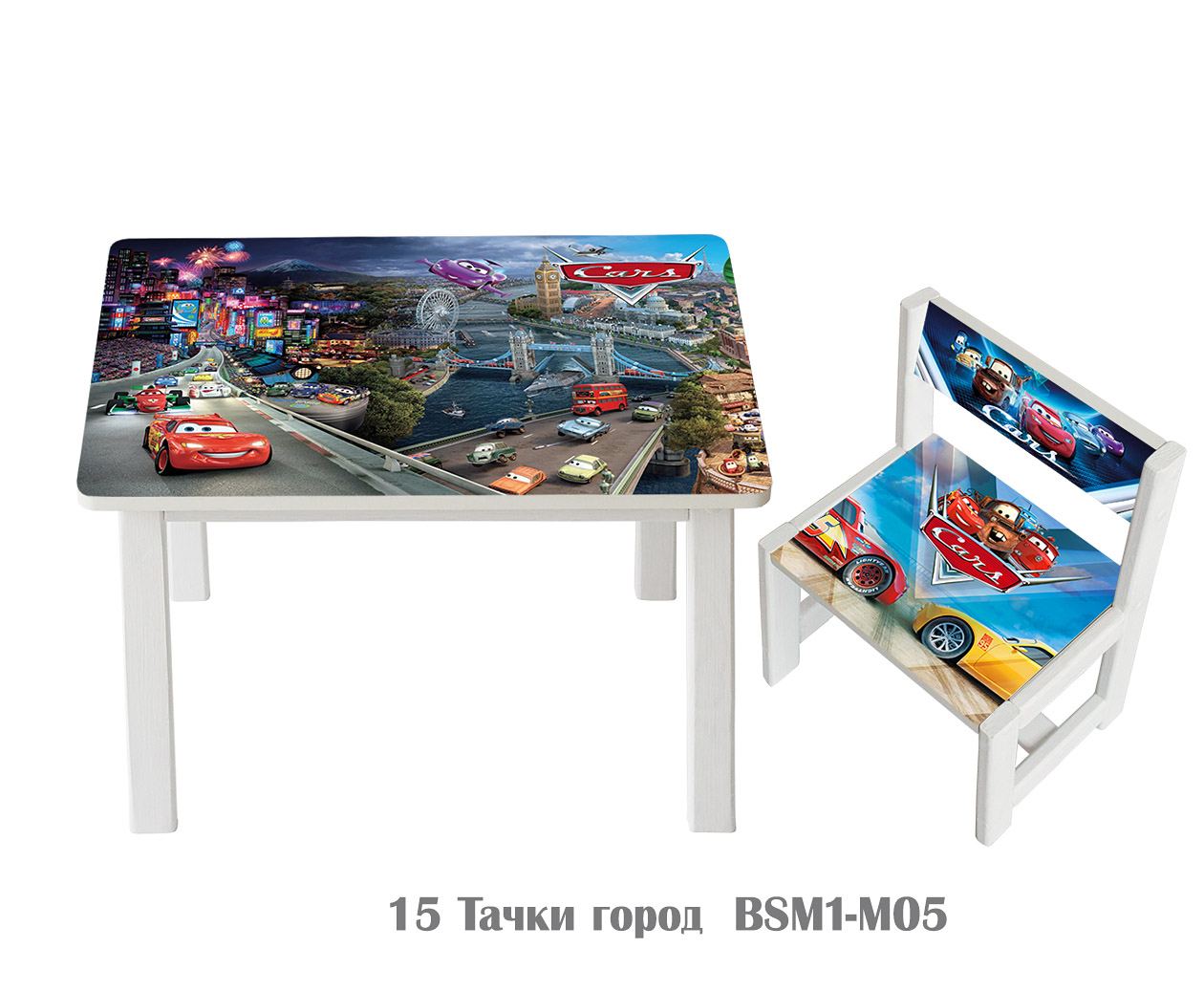 

Столик детский и стульчик c укреплением Toys высота 43,5 см. 60/40 Тачки город BSM1-М05