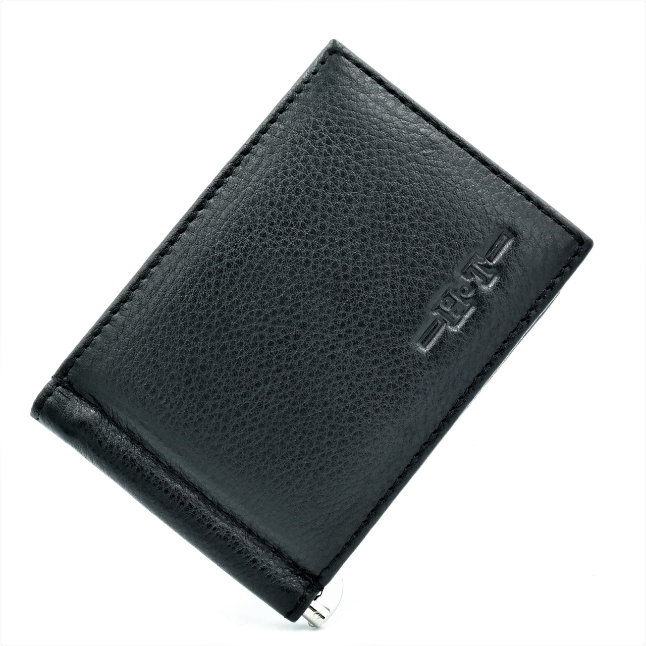 

Кожаный зажим для купюр мужской H.T.Leather 7,5х11х1,5 см Черный