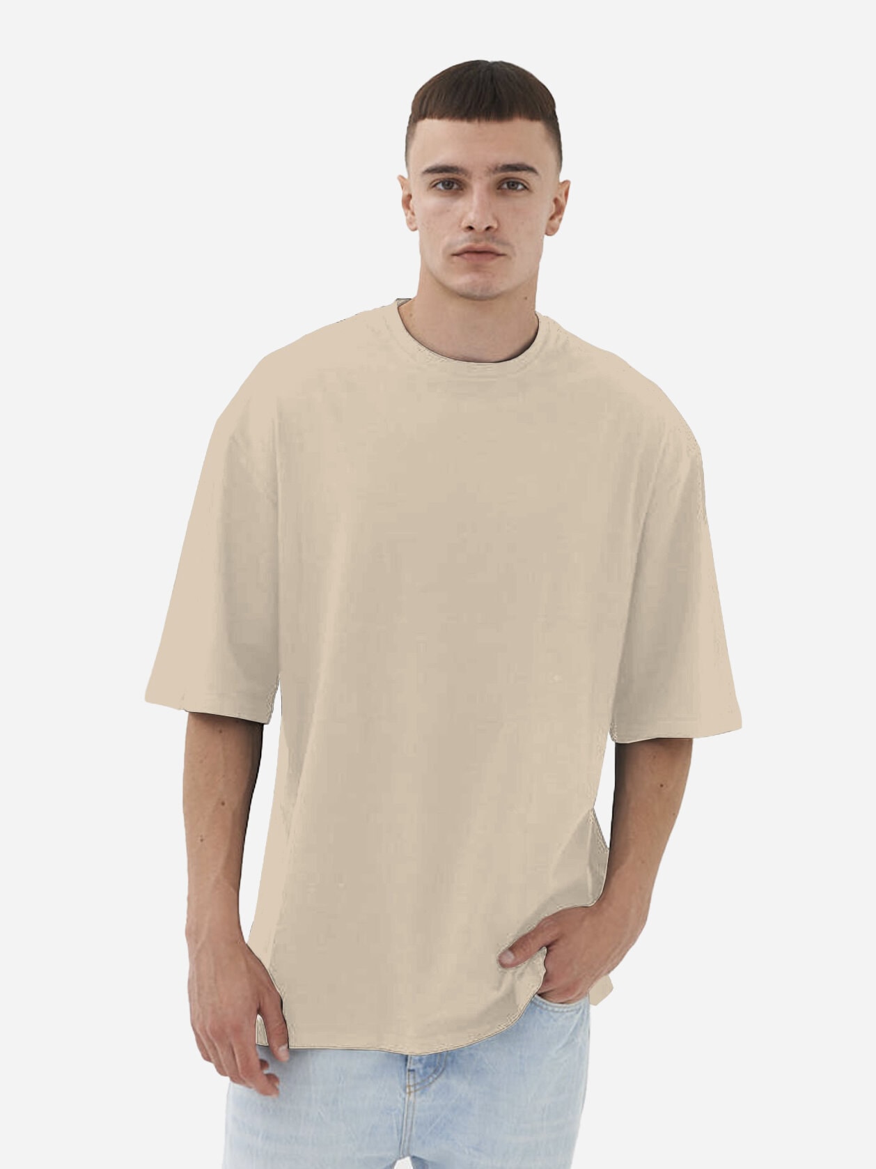 Акція на Футболка бавовняна оверсайз чоловіча Ray Oversize Unisex U0104M 2XL/3XL Cream від Rozetka