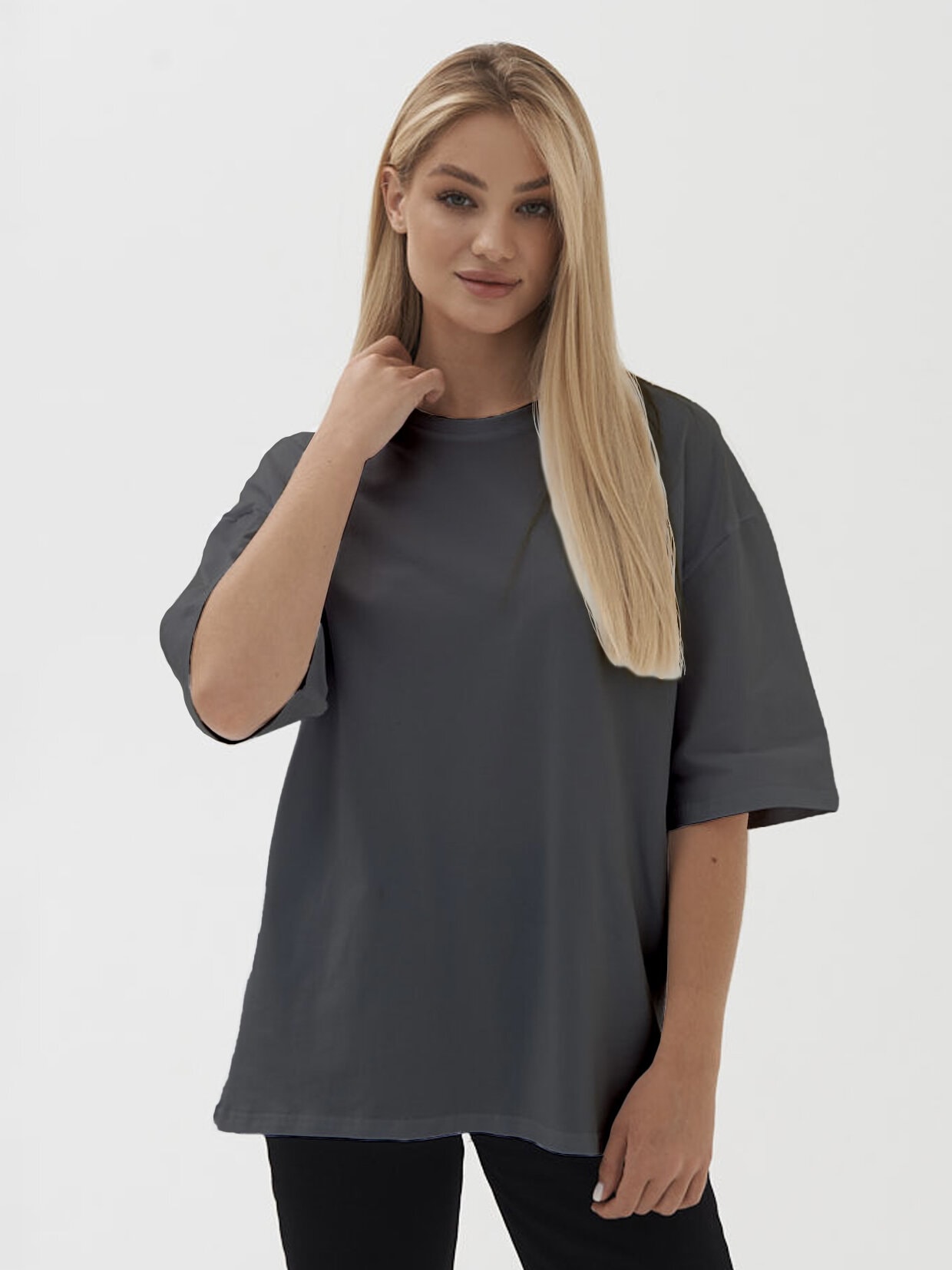 Акція на Футболка бавовняна оверсайз жіноча Ray Oversize Unisex U0104W S/M Dark Grey від Rozetka