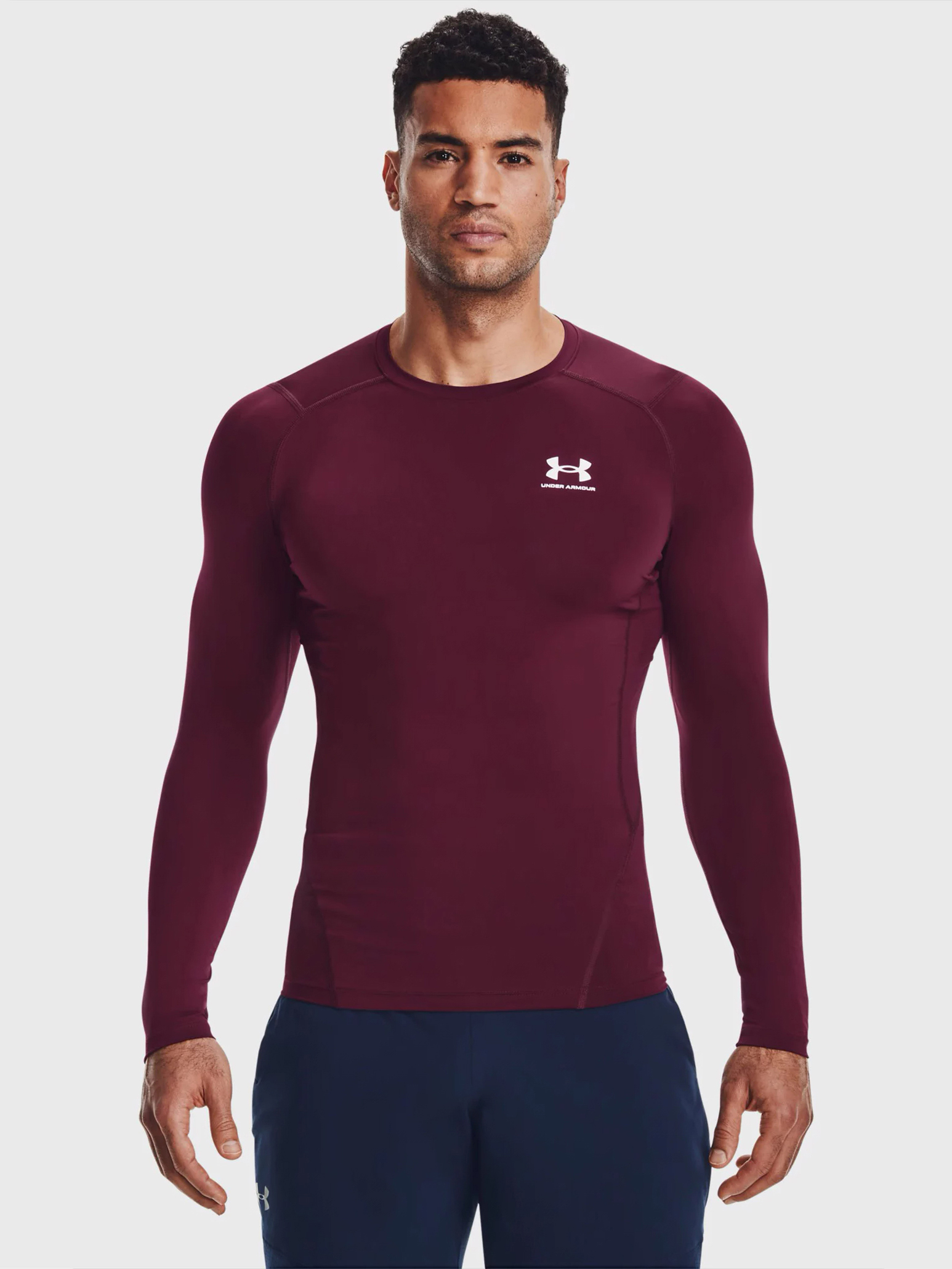 Акція на Лонгслів чоловічий Under Armour UA HG Armour Comp LS 1361524-609 LG Бордовий від Rozetka