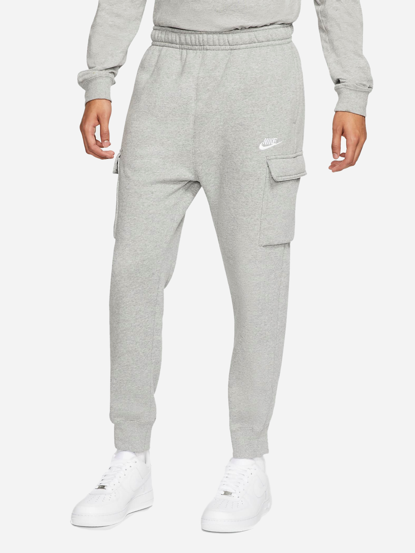 Акція на Спортивні штани утеплені чоловічі Nike M Nsw Club Pant Cargo Bb CD3129-063 M Сірі від Rozetka