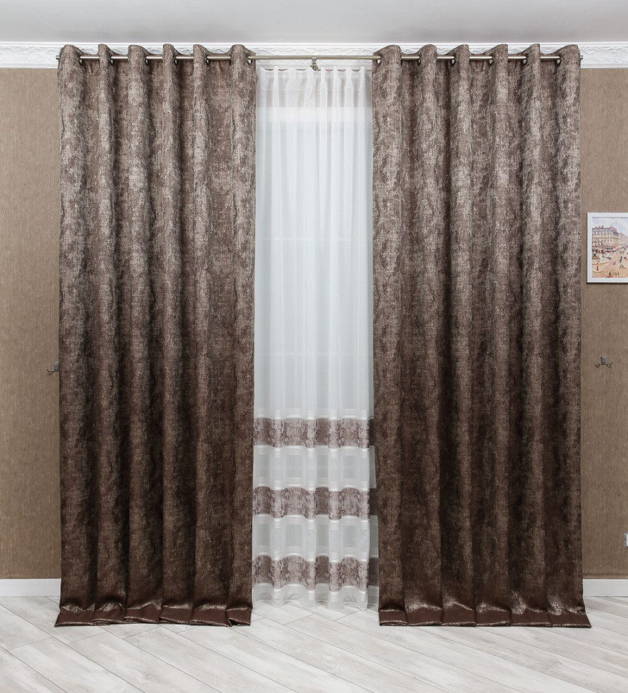 

Шторы жаккард Lanita 290х200см 2шт (FRO-7448) коричневые