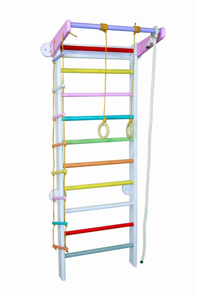 

Спортивный уголок из сосны с турником, веревочным набором для дома и спортзала 60х102х225см разноцветный 61305