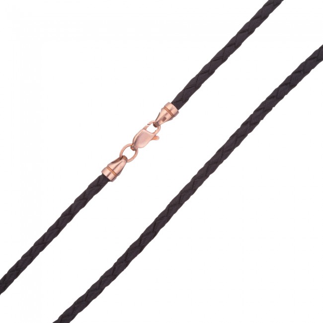 

Шнурок на шею Jewel-case Плетеная кожа Черная 3.0 мм с золотой застежкой z6532-K 55