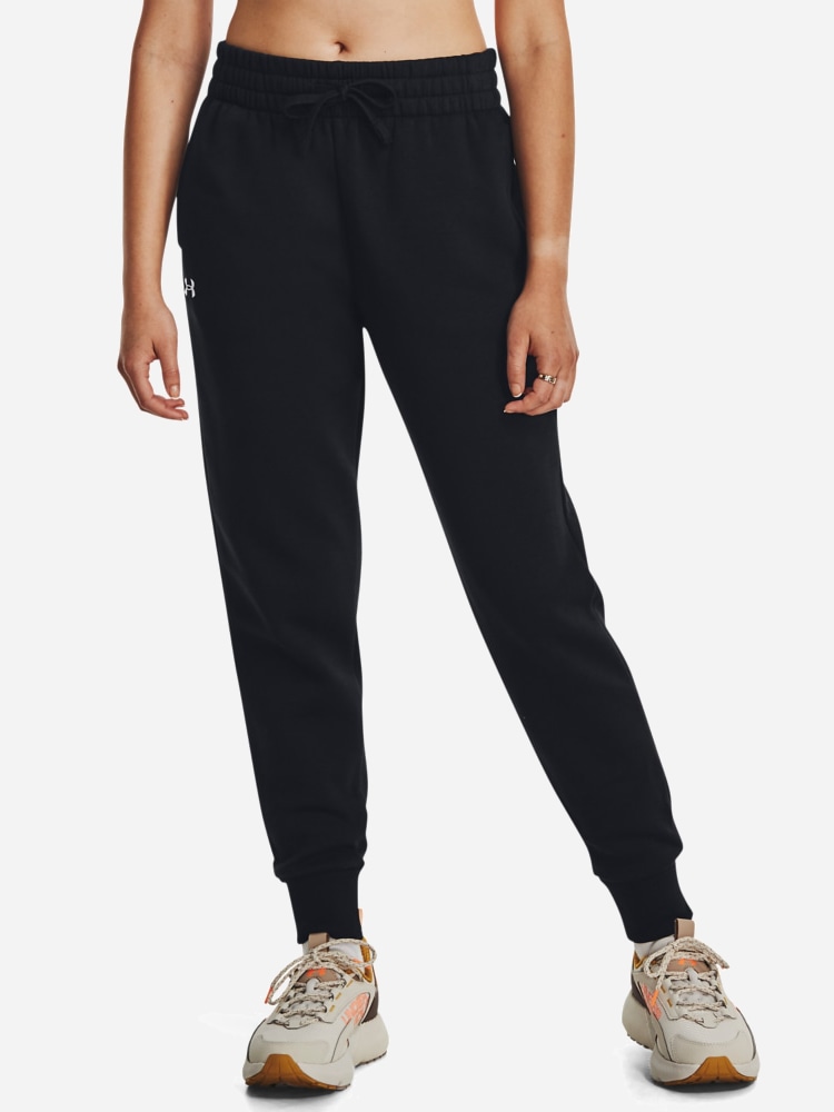 Акція на Спортивні штани на флісі жіночі Under Armour Ua Rival Fleece Jogger 1379438-001 XS Чорні від Rozetka