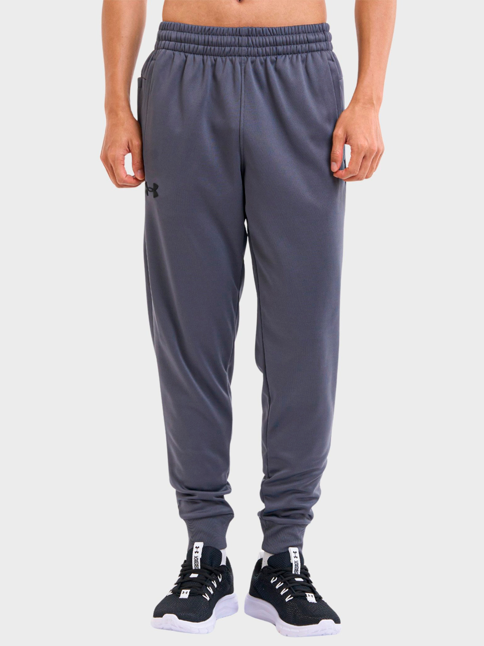 Акція на Спортивні штани чоловічі утеплені Under Armour Ua Armour Fleece Joggers 1373362-025 M Сірі від Rozetka