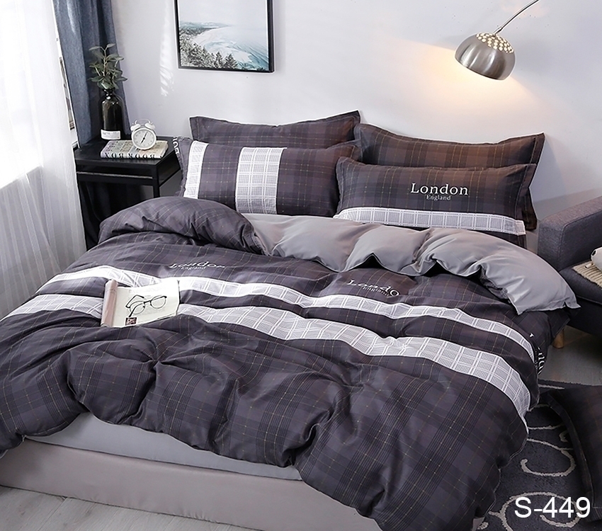 

Комплект постельного белья ТМ TAG семейный Сатин 100% хлопок с компаньоном S449