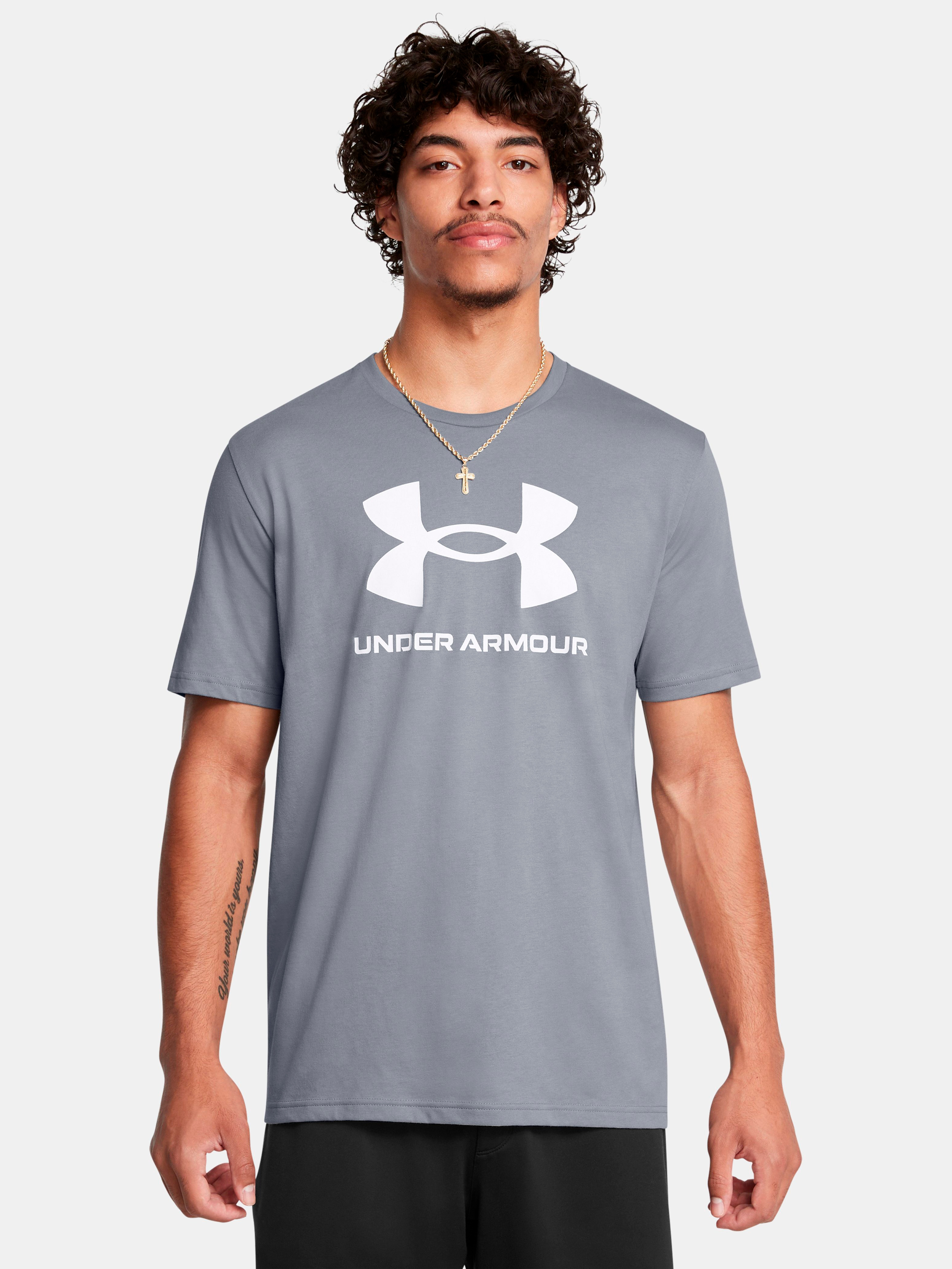 Акція на Футболка чоловіча Under Armour Ua Sportstyle Logo Update Ss 1382911-036 2XL Сіра від Rozetka