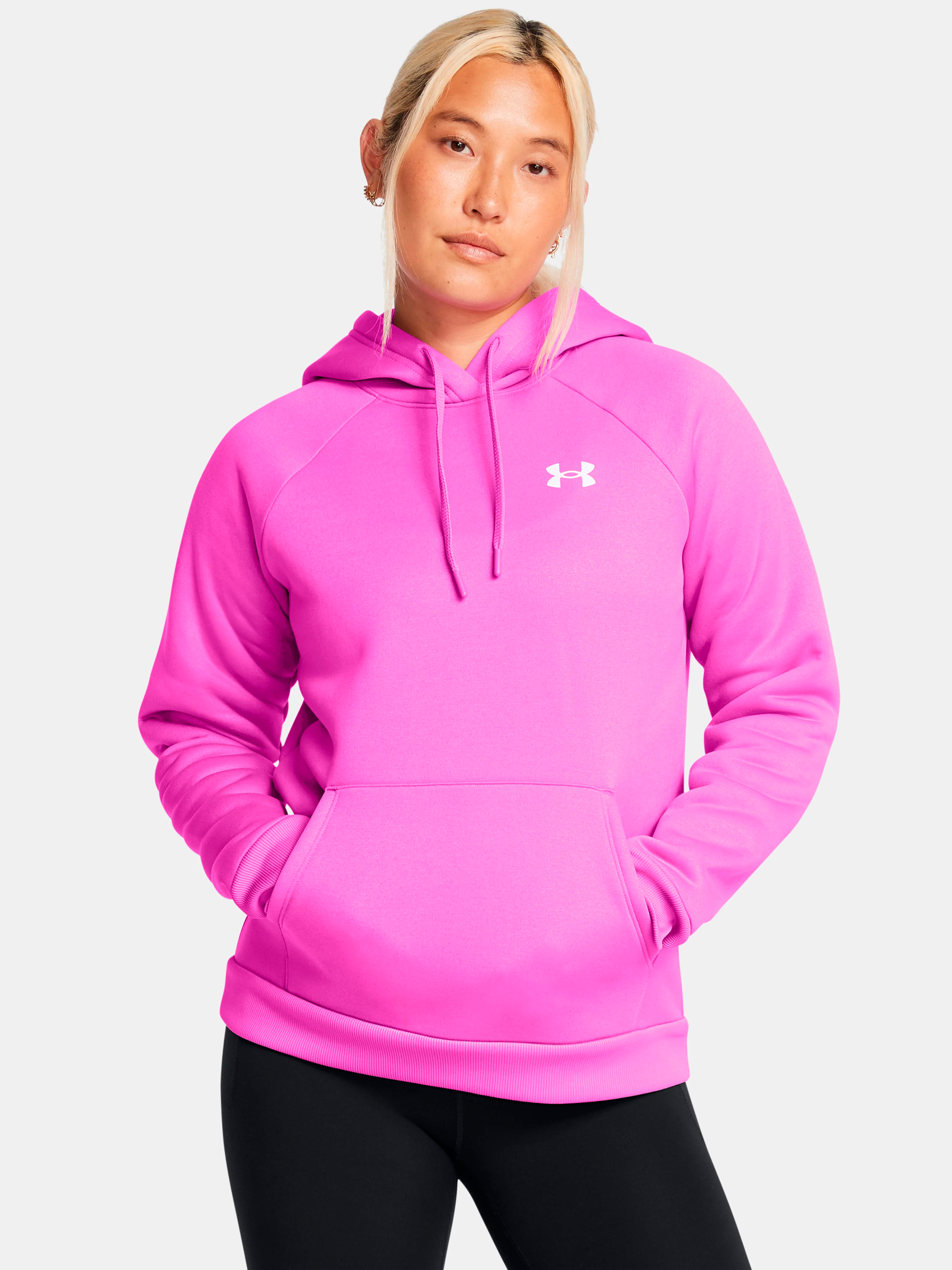 Акція на Худі тепле жіноче Under Armour Ua Armour Fleece Hoodie 1386507-572 L Фіолетове від Rozetka