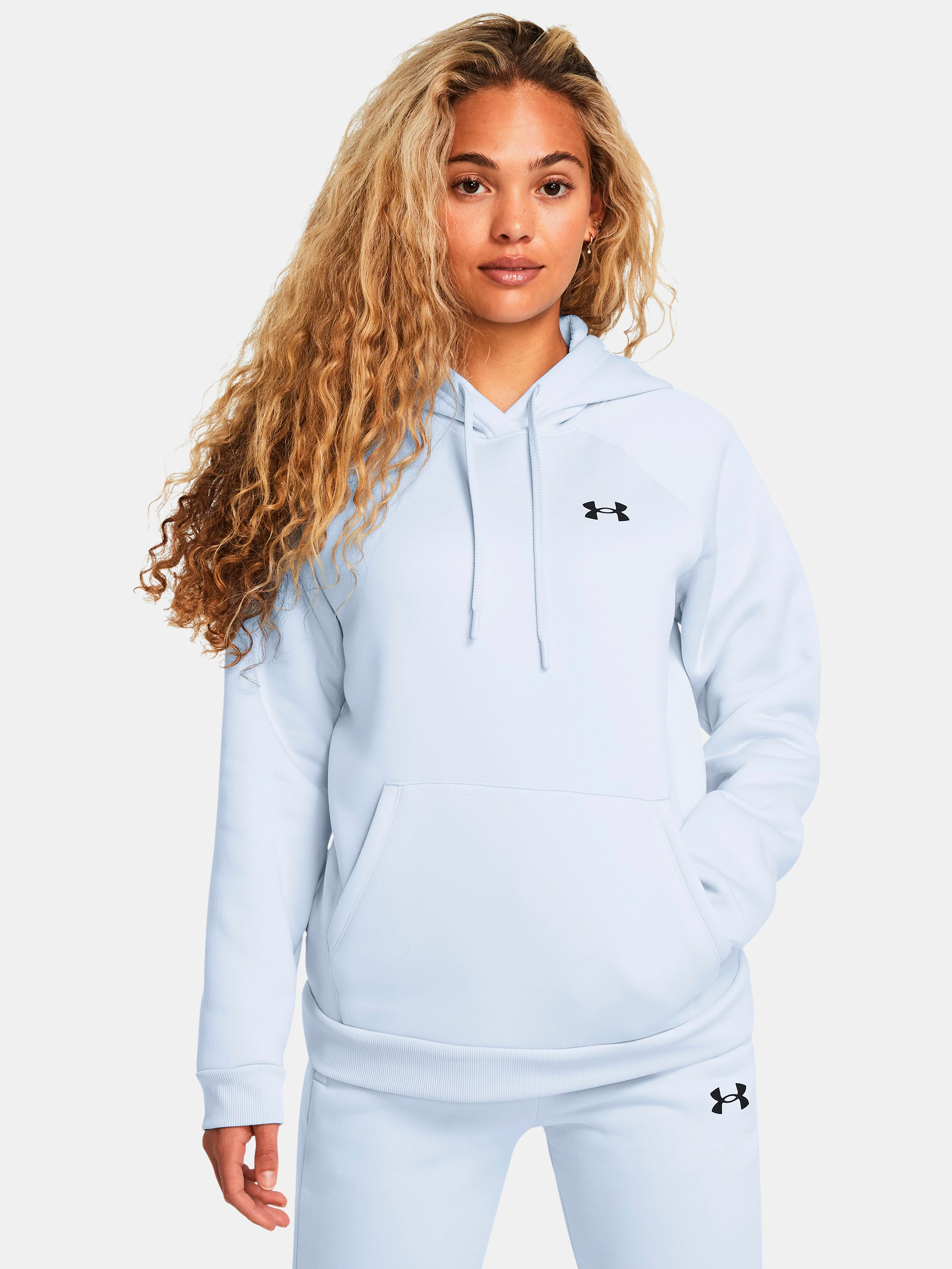 Акція на Худі тепле жіноче Under Armour Ua Armour Fleece Hoodie 1386507-464 L Синє від Rozetka