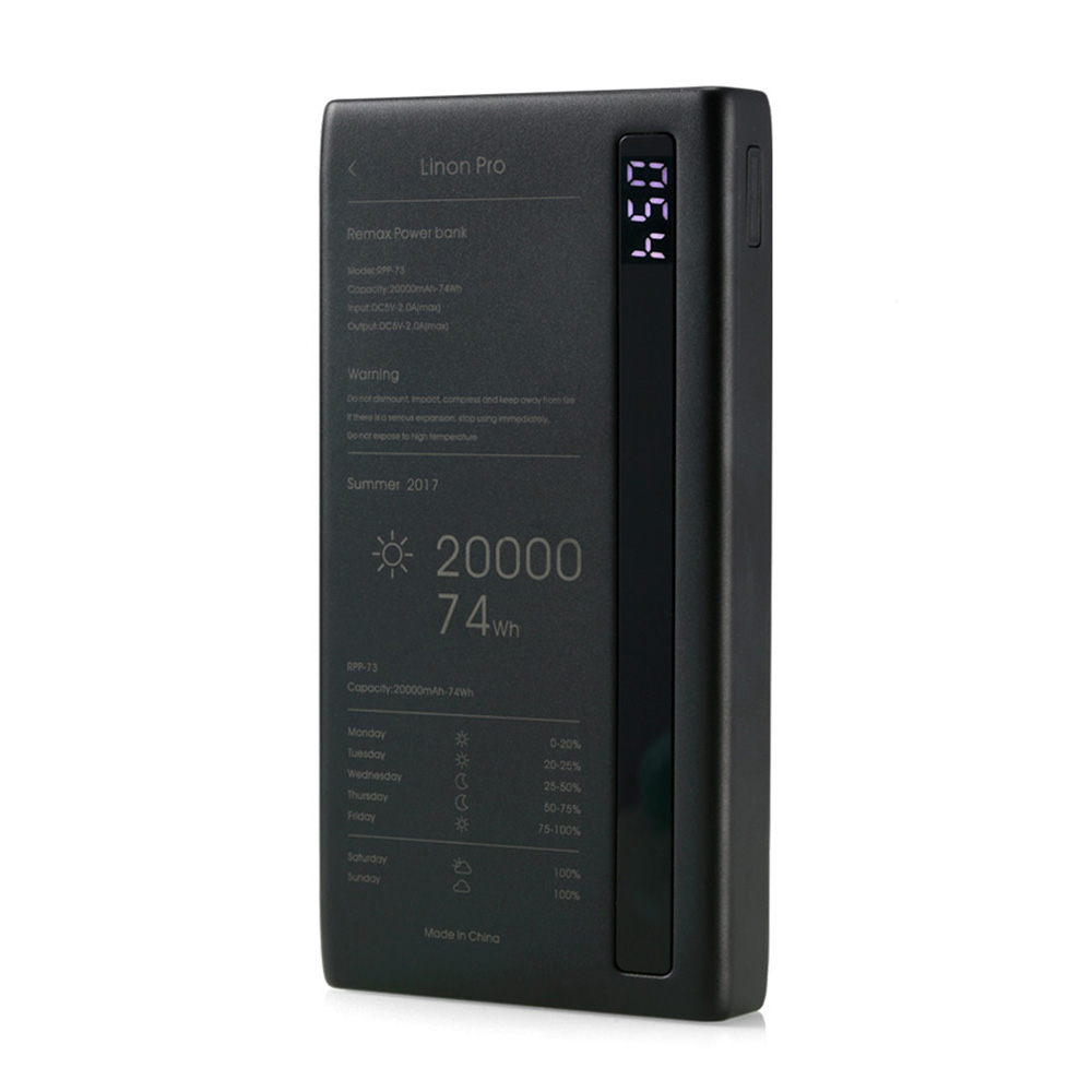 

Портативная батарея Power bank Remax Linon Pro RPP-73 20000 mAh Black