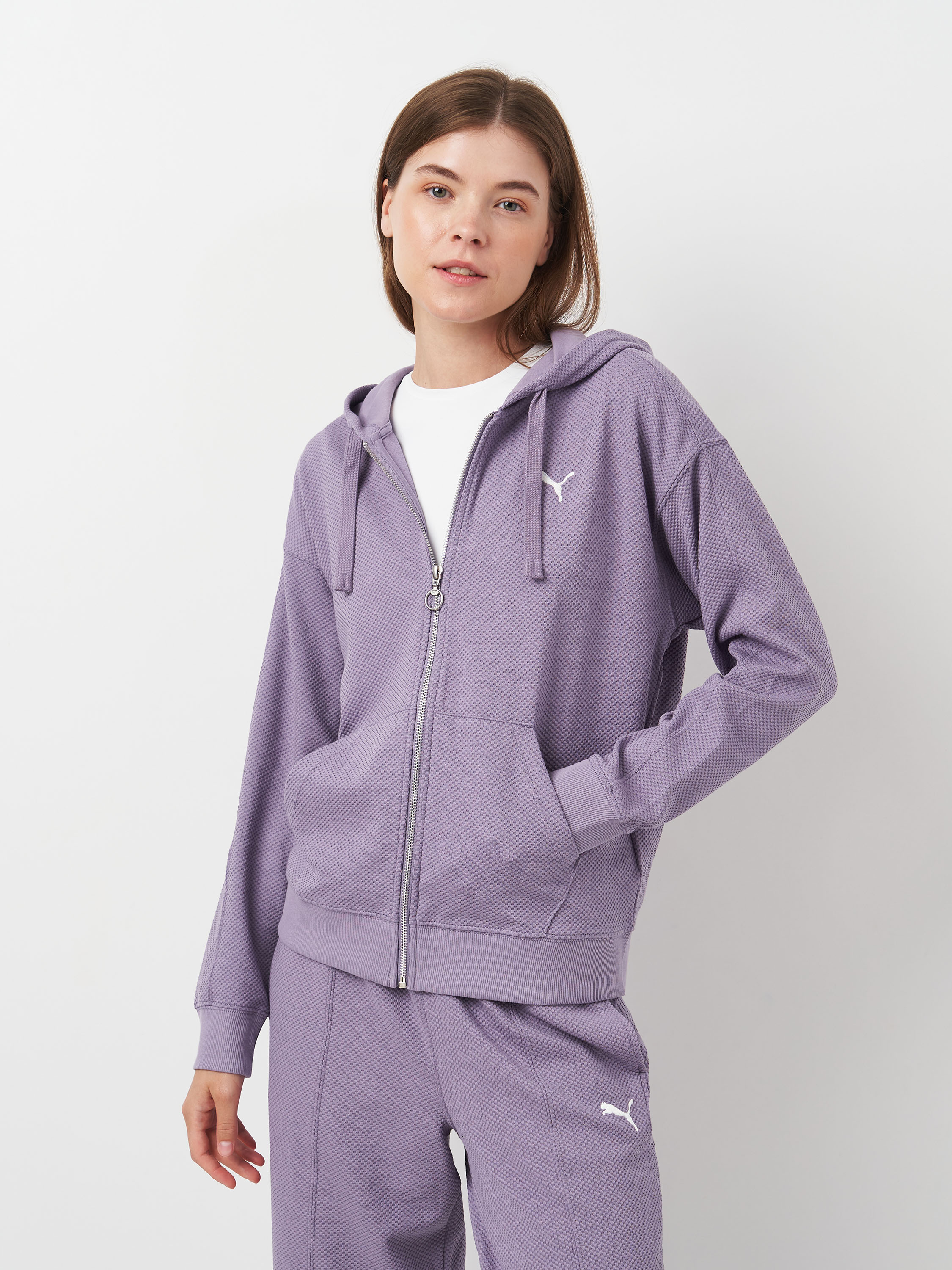 Акція на Толстовка на блискавці утеплена з капюшоном жіноча Puma Her Full-Zip Hoodie 68163130 S Бузкова від Rozetka