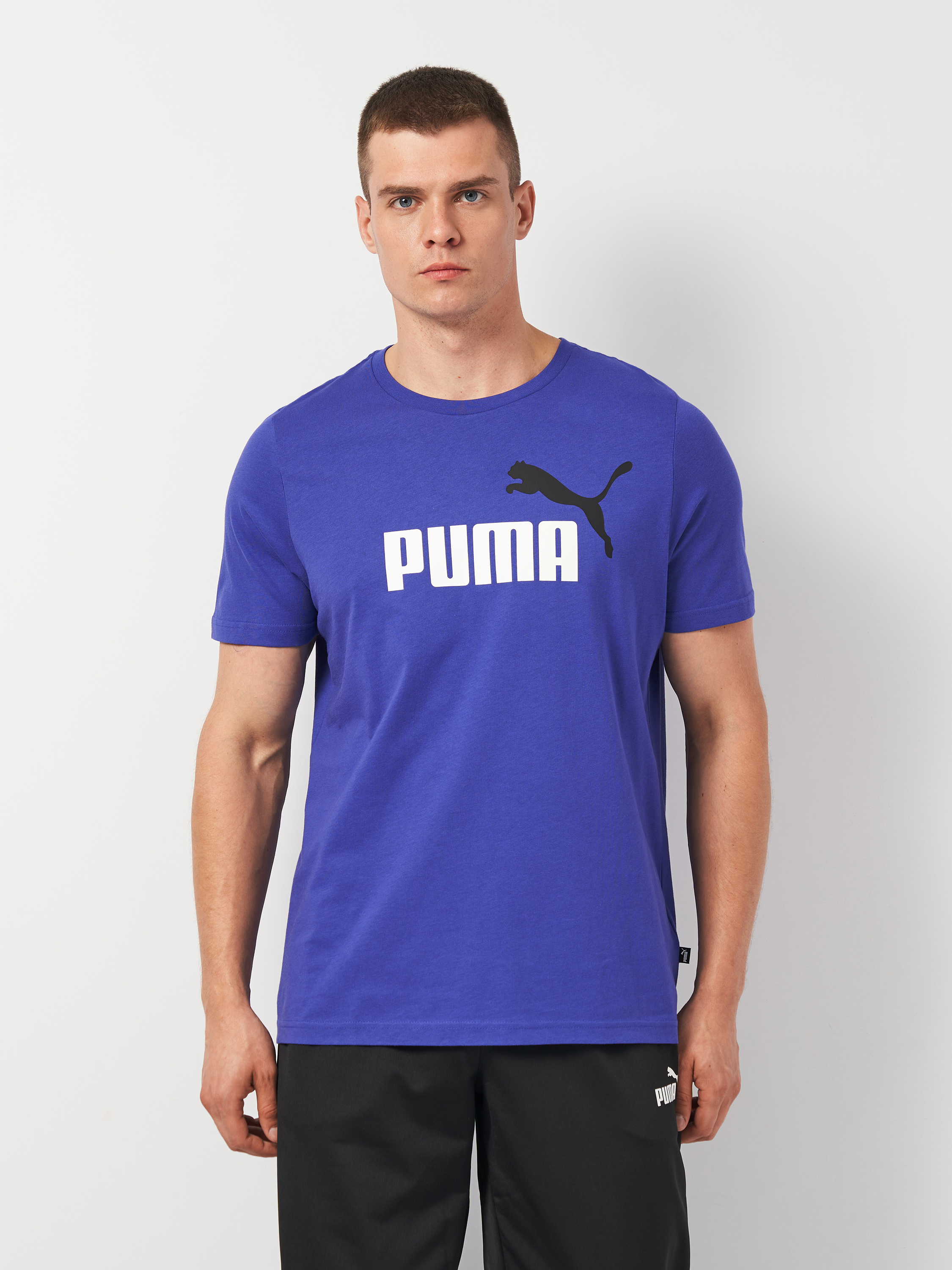 Акція на Футболка бавовняна чоловіча Puma Ess+ 2 Col Logo Tee 58675905 L Синя від Rozetka