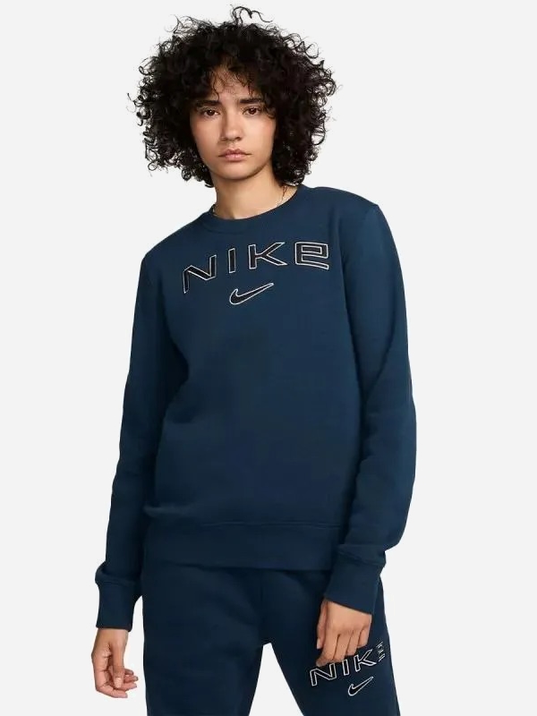 Акція на Світшот жіночий Nike W Nsw Phnx Flc Std Logo Crew HM9754-478 XL Темно-синій від Rozetka