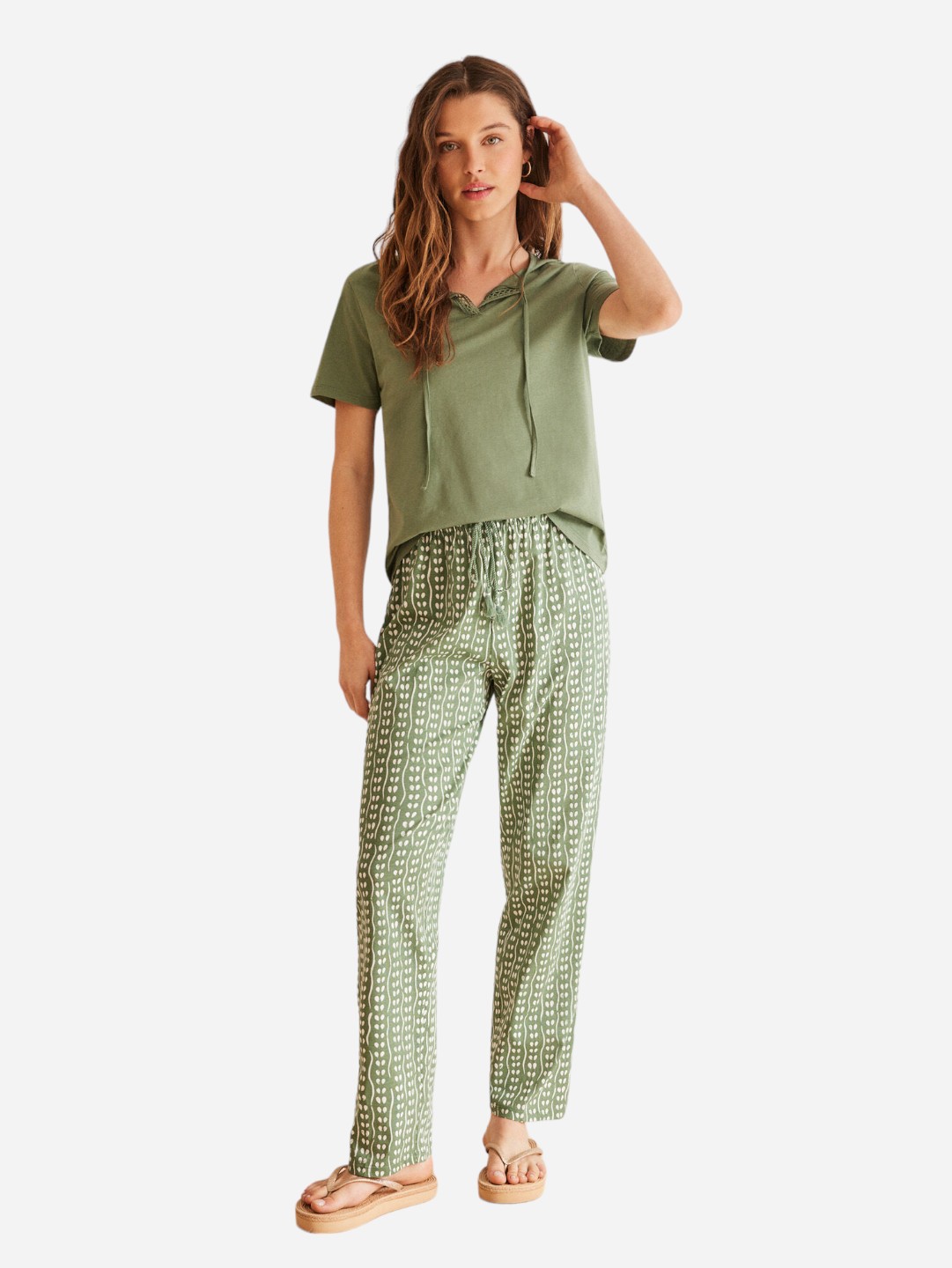 Акція на Піжама (футболка + штани) жіноча бавовняна Women'Secret DB GREEN CROCH PJ FR 3598023 XS Зелена від Rozetka