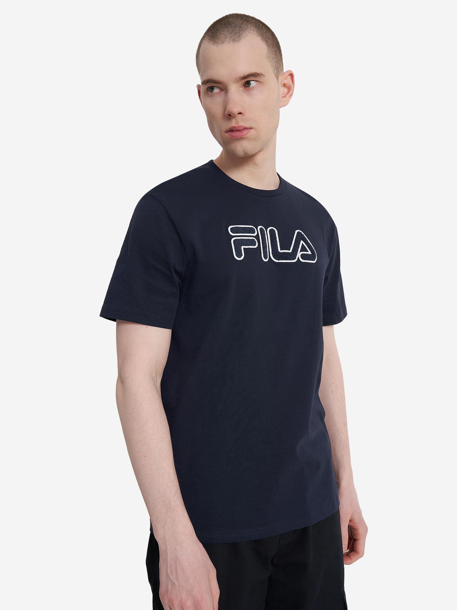 Акція на Футболка бавовняна чоловіча Fila Men's T-shirt 129374-Z4 52 Темно-синя від Rozetka