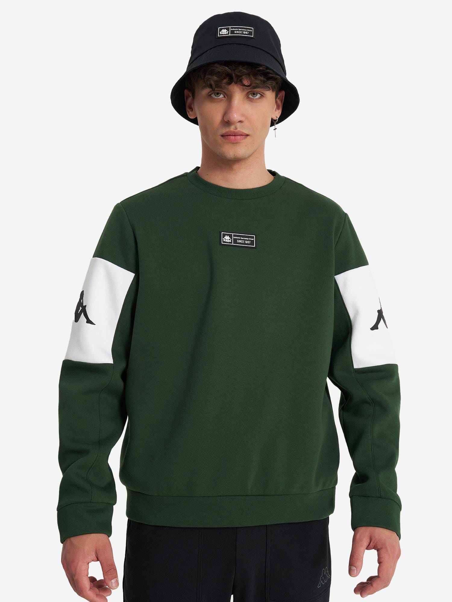 Акція на Світшот чоловічий Kappa Men's jumper 130209-74 52-54 Темно-зелений від Rozetka