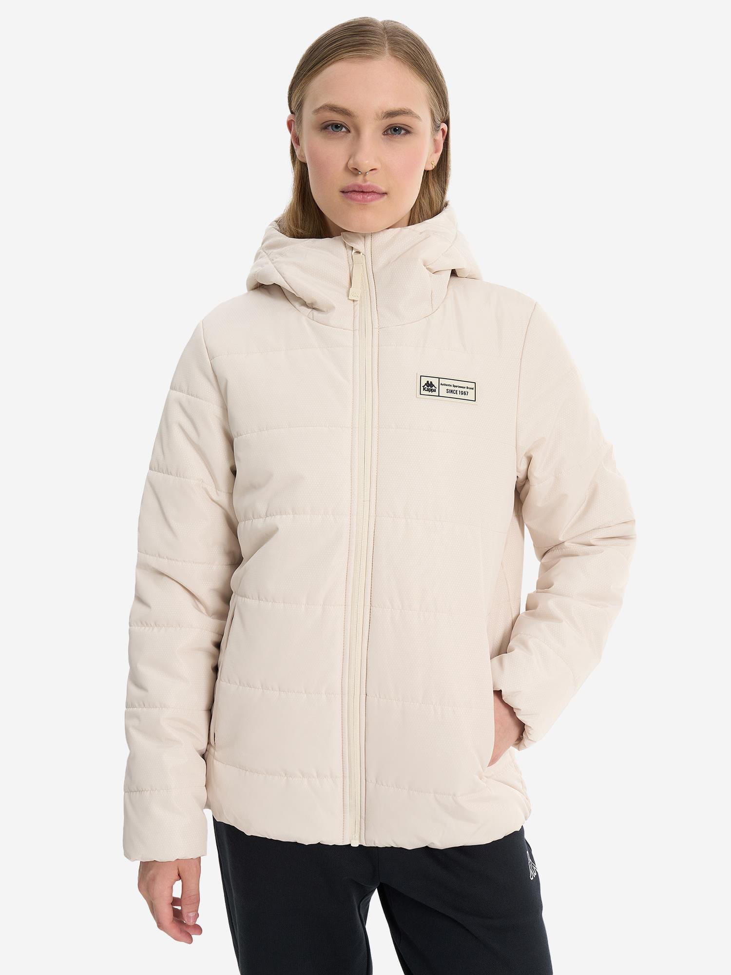 Акція на Куртка демісезонна з капюшоном жіноча Kappa Women's jacket 131099-60 50-52 Пісочна від Rozetka