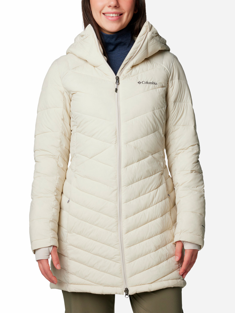 Акція на Куртка демісезонна подовжена з капюшоном жіноча Columbia Omni-Heat Joy Peak II Mid Jacket 2088641-278 XL Бежева від Rozetka