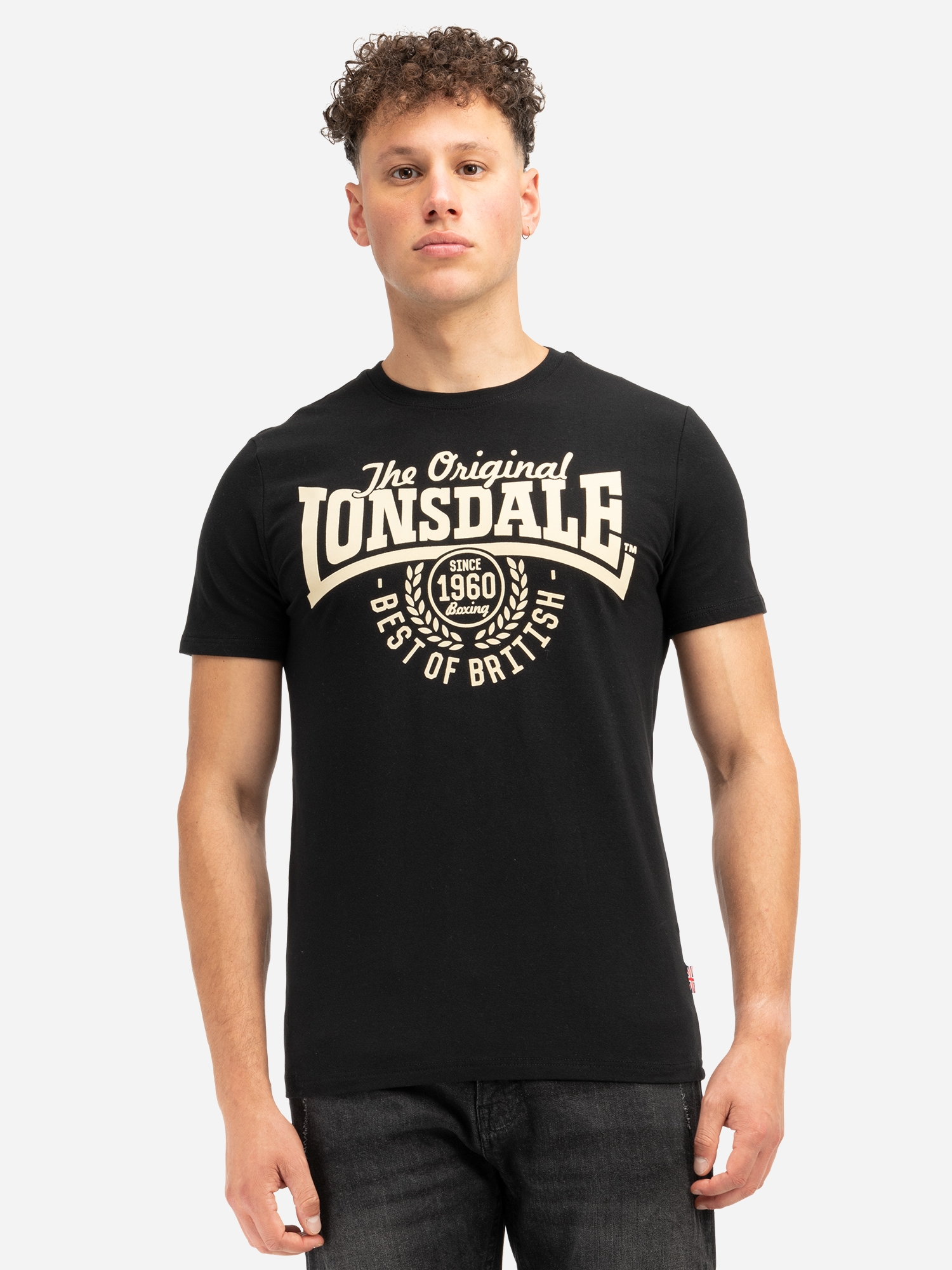 Акція на Футболка бавовняна довга чоловіча Lonsdale 114660-1000 S Black від Rozetka