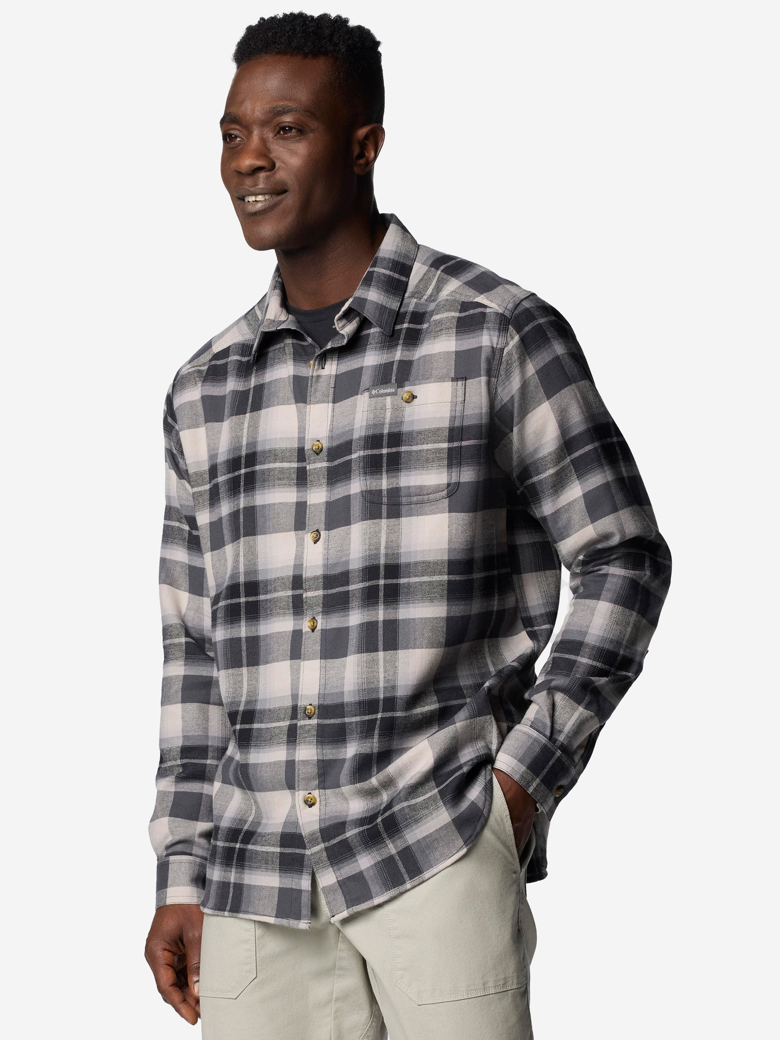 Акція на Сорочка бавовняна чоловіча Columbia Cornell Woods Flannel Long Sleeve Shirt 1617951-019 M Чорно-сіра від Rozetka