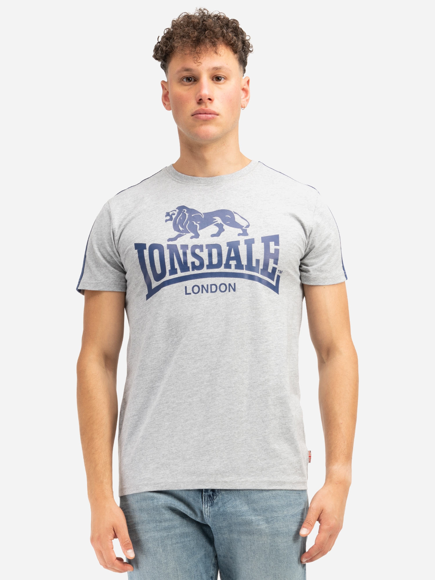 Акція на Футболка бавовняна довга чоловіча Lonsdale 117604-1534 M Marl Grey/Navy від Rozetka