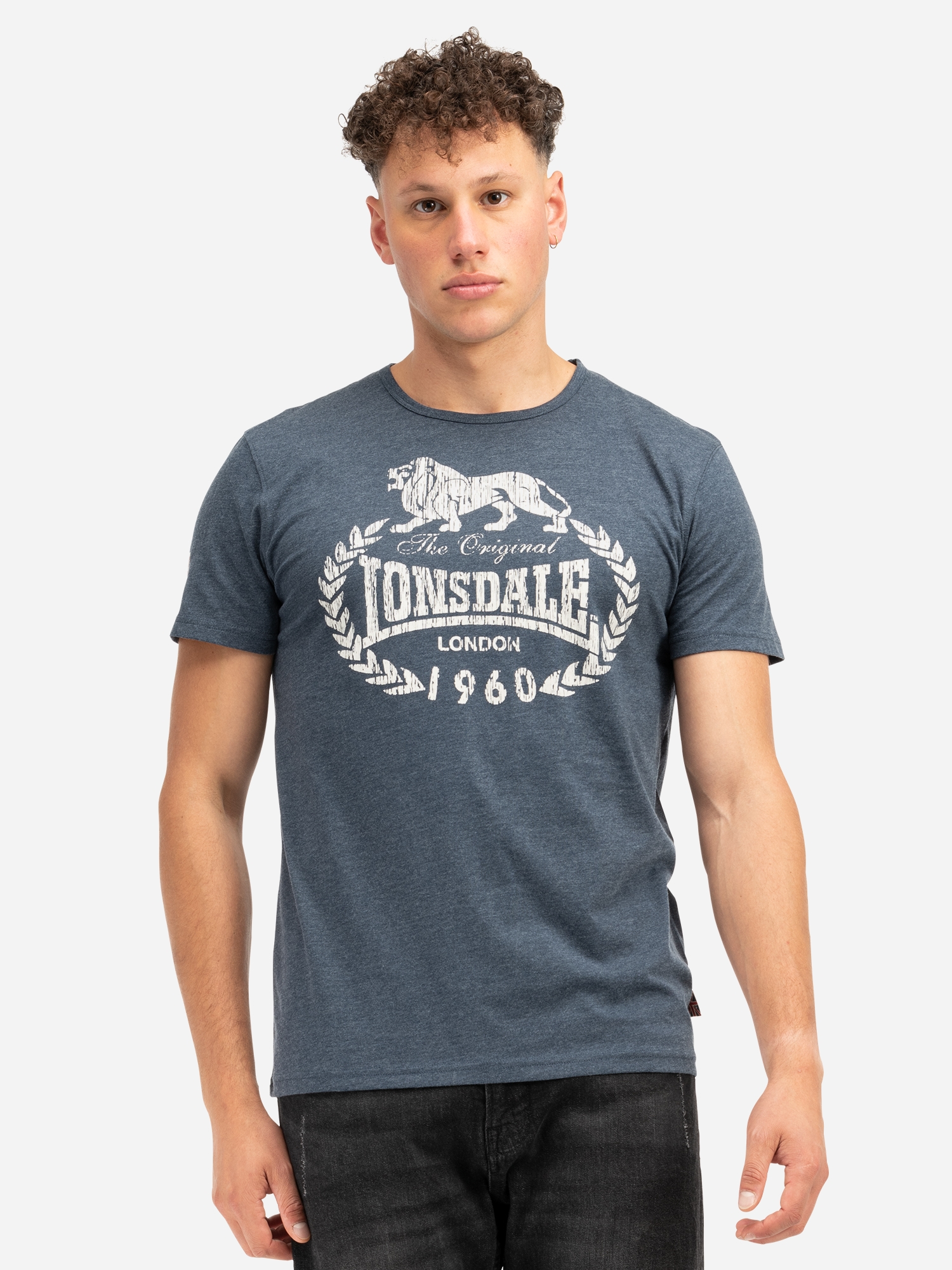 Акція на Футболка бавовняна довга чоловіча Lonsdale 111139-3102 XL Marl Navy/Ecru від Rozetka