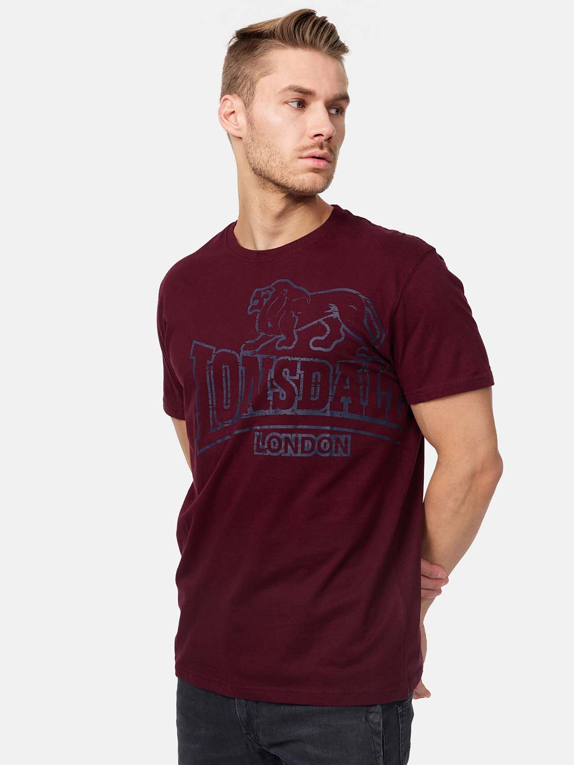 Акція на Футболка бавовняна довга чоловіча Lonsdale Langsett 111262-2011 XL Vintage Oxblood від Rozetka