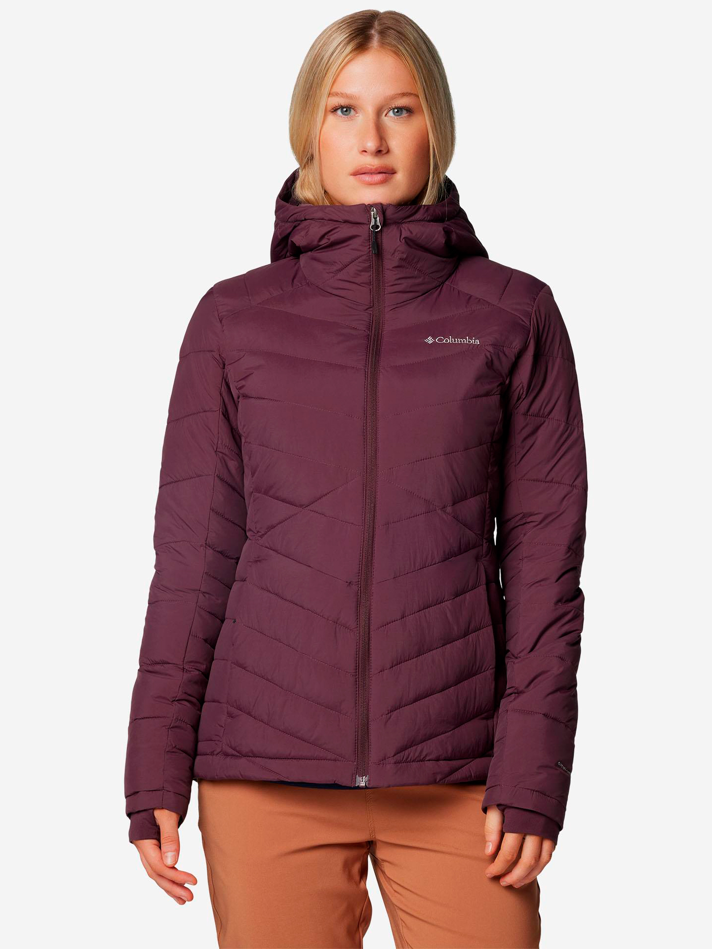 Акція на Куртка демісезонна з капюшоном жіноча Columbia Omni-Heat Joy Peak II Hooded Jacket 2089041-607 S Темно-бордова від Rozetka