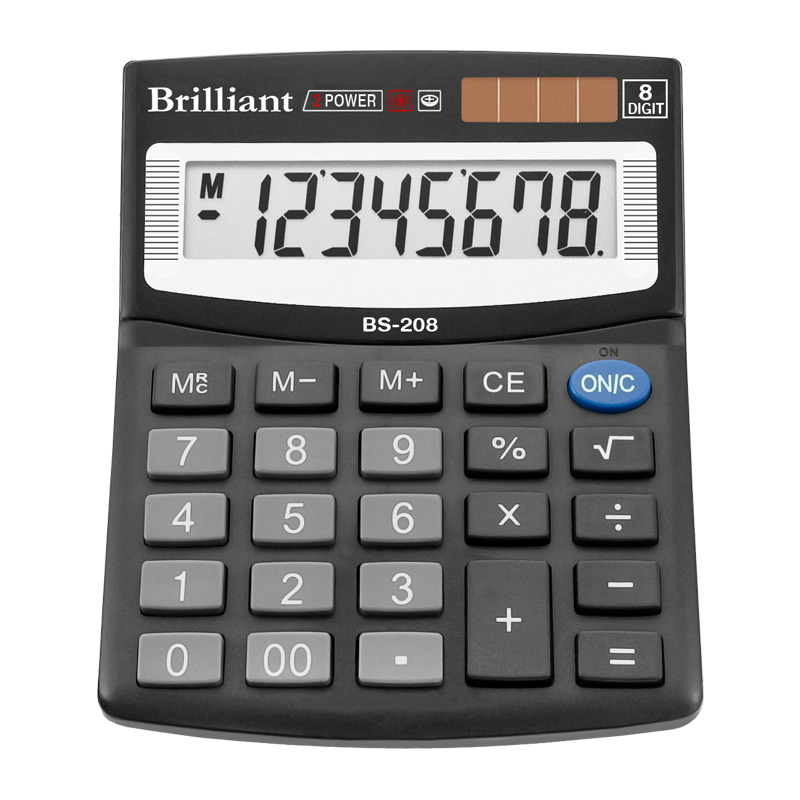

Калькулятор Brilliant 8-разрядный 100х124х33 мм Черный (BS-208)