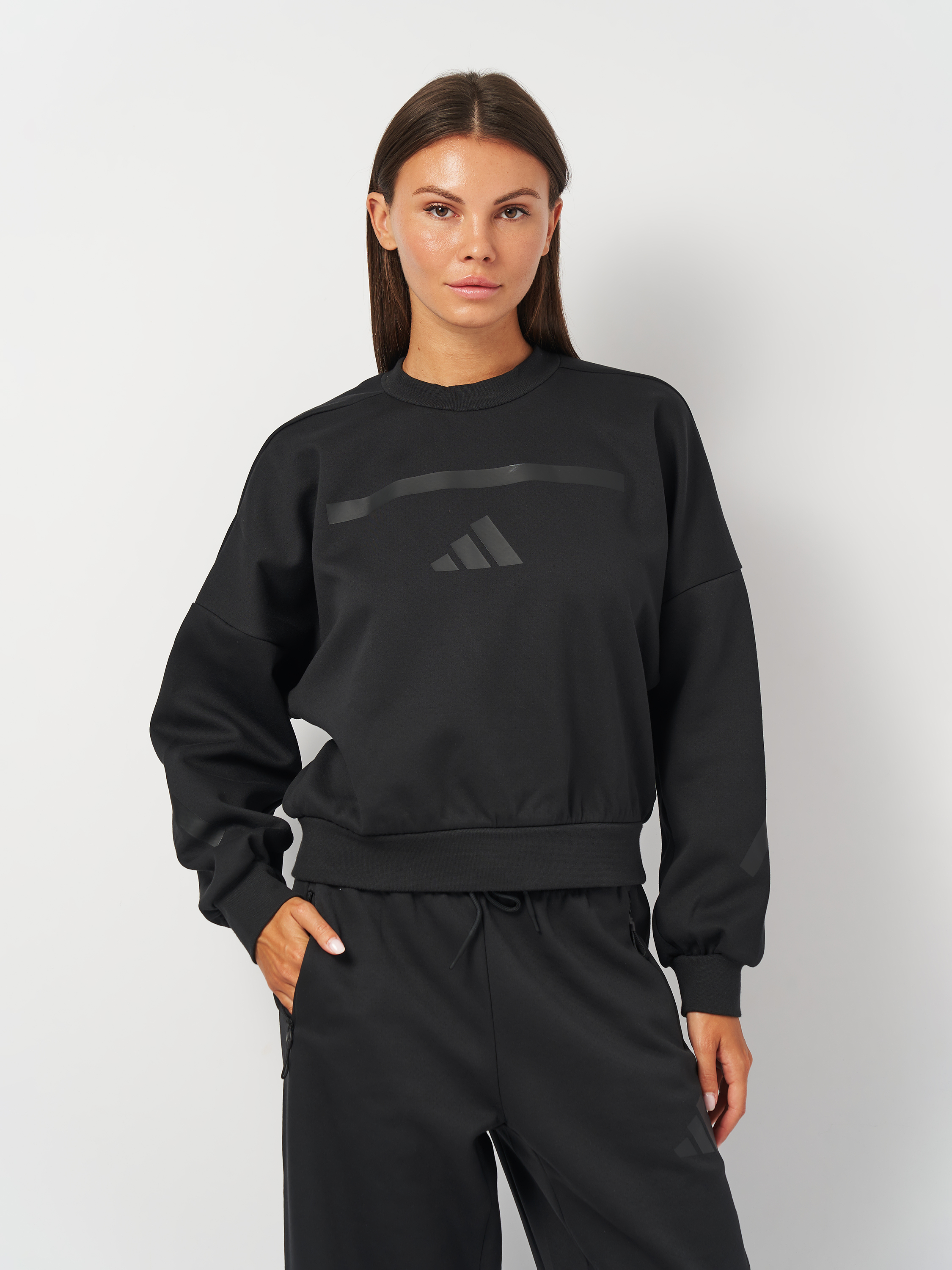 Акція на Світшот жіночий Adidas W Z.N.E. Swt JE7855 S Black від Rozetka