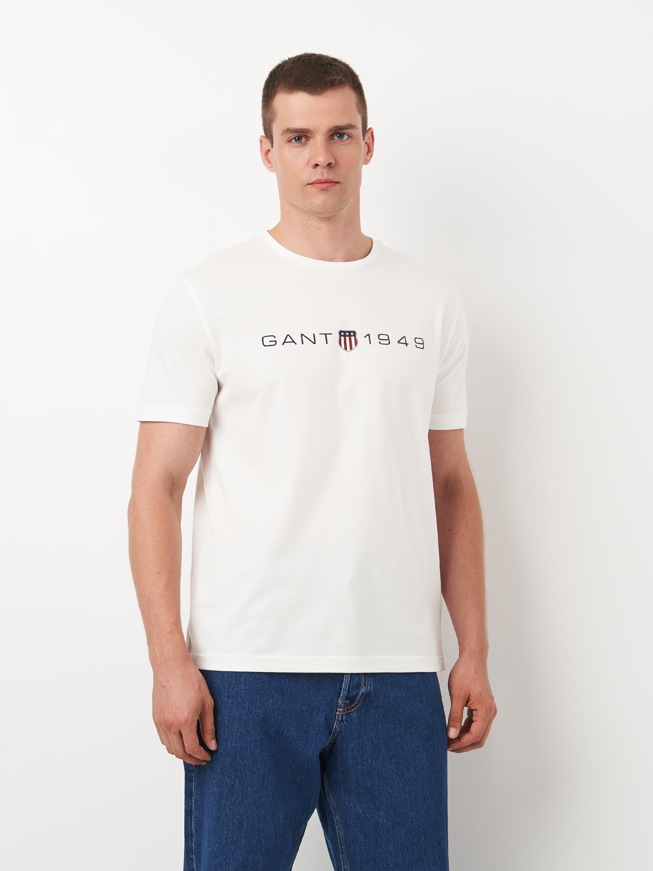 Акція на Футболка бавовняна чоловіча GANT Printed Graphic Ss T-Shirt 2003242-113 M Біла від Rozetka