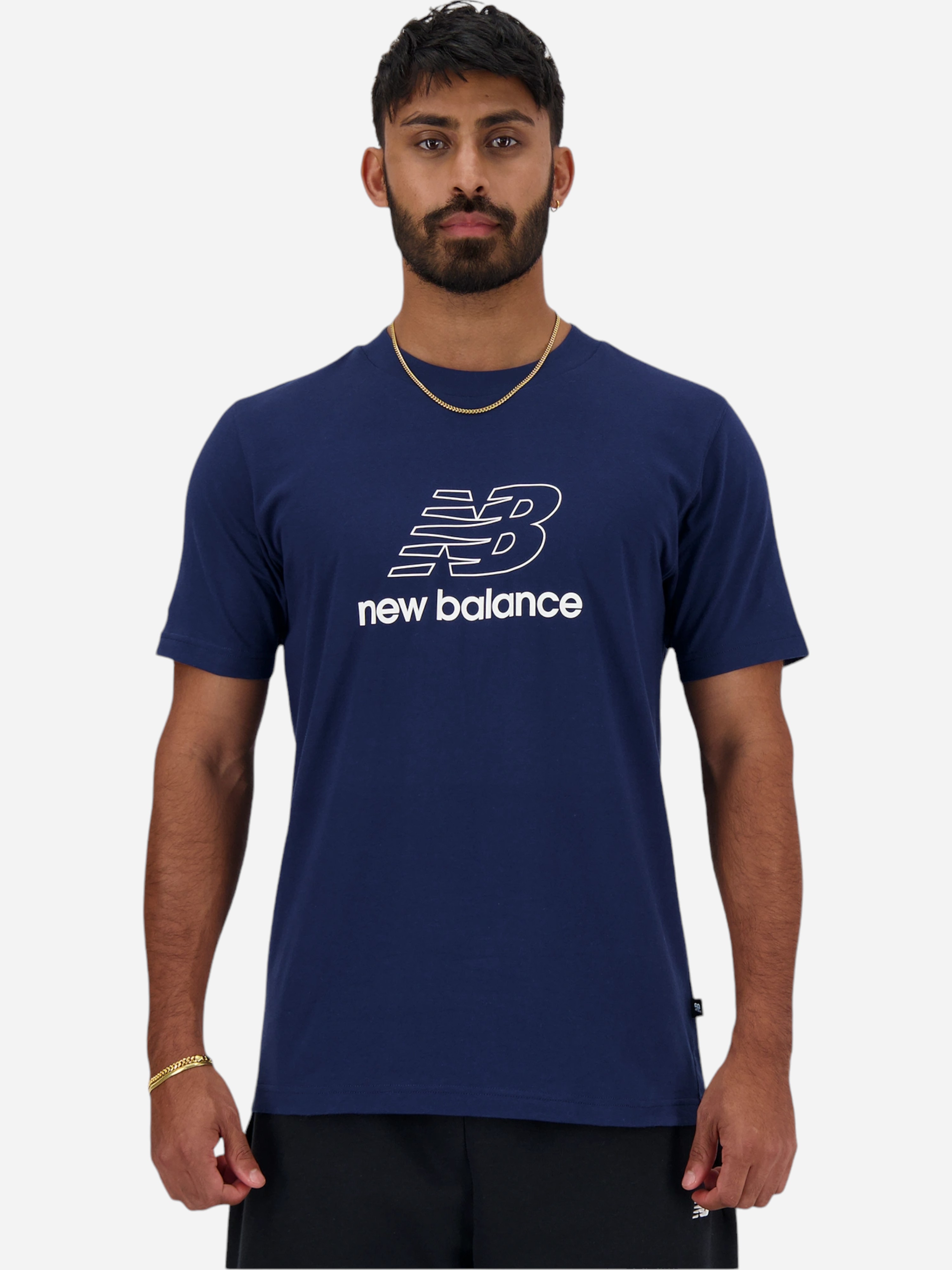 Акція на Футболка бавовняна чоловіча New Balance NBMT41906NNY M Темно-синя від Rozetka