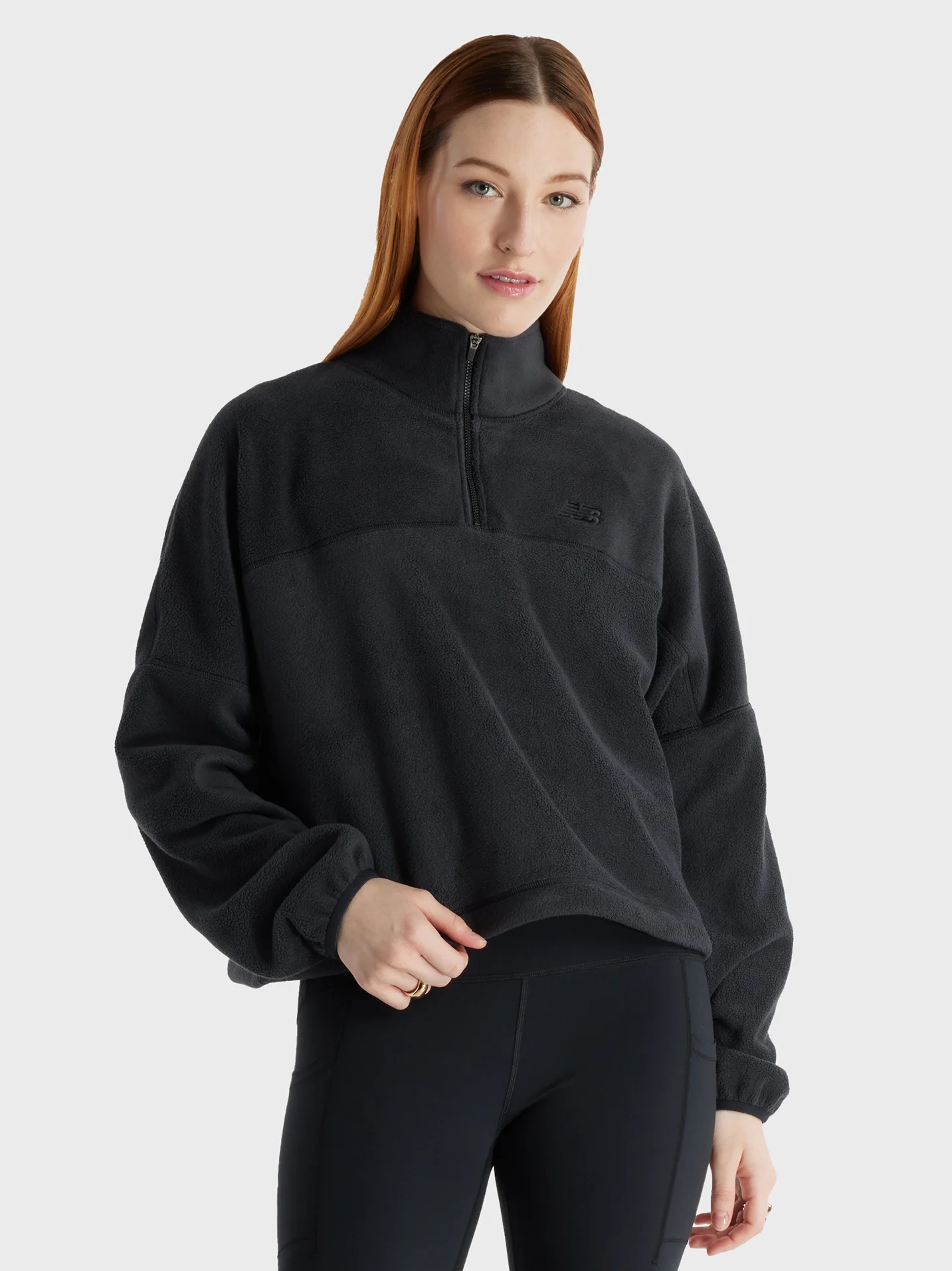 Акція на Толстовка на блискавці утеплена без капюшона жіноча New Balance Polar Fleece HZ WT43529BK S Чорна від Rozetka