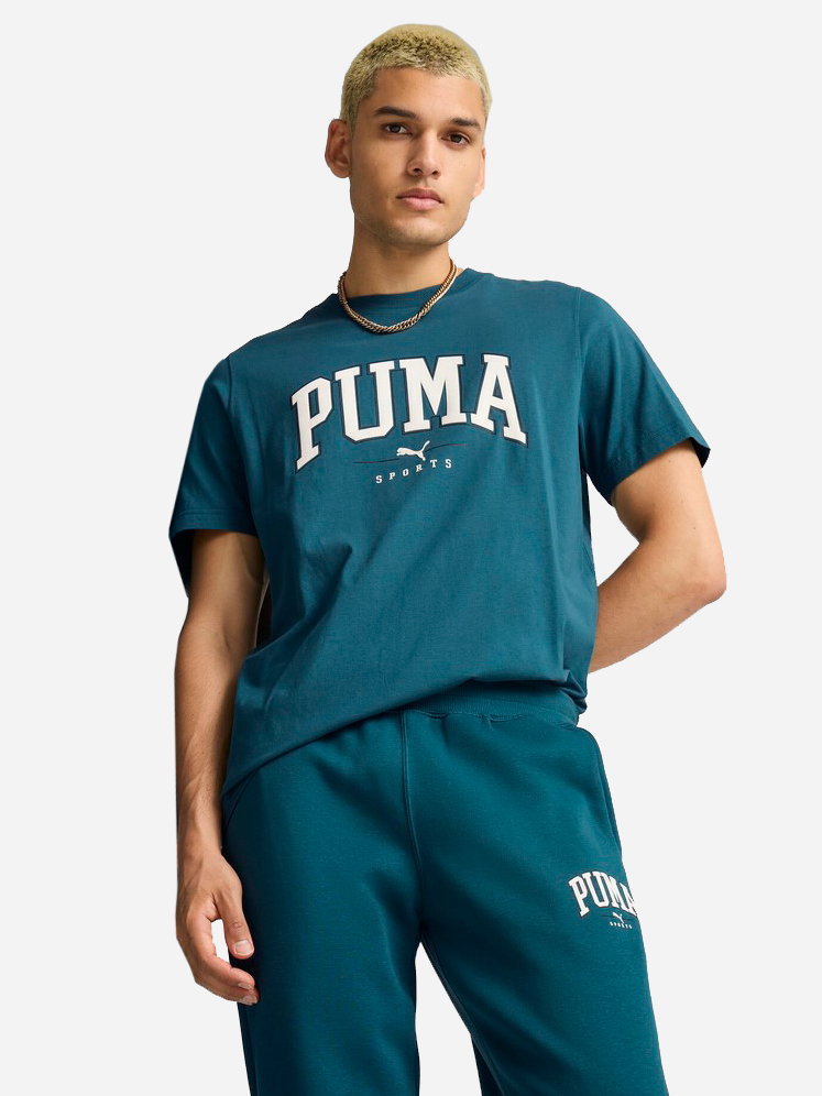 Акція на Футболка бавовняна чоловіча Puma Squad Big Graphic Tee 681791-22 S Бірюзова від Rozetka