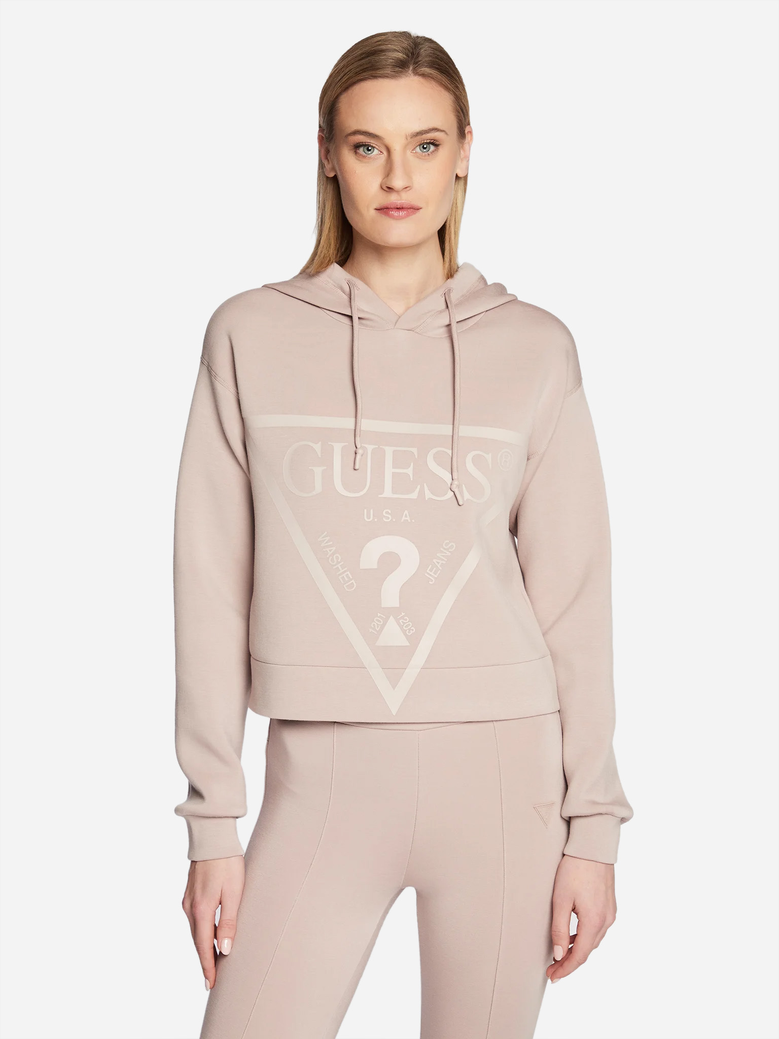 Акція на Худі жіноче Guess V2YQ08-K7UW2-G4Q9 L POSH TAUPE від Rozetka