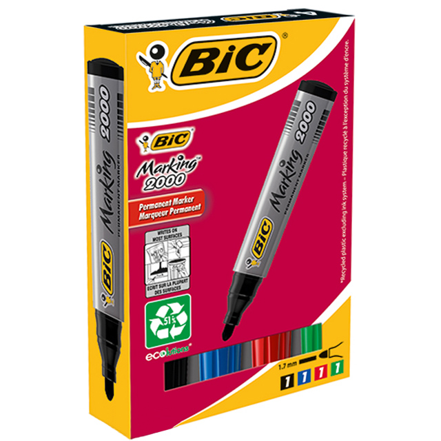 

Набір маркерів перманентних 4 шт BIC 2000 ECO 1.7 мм Кольоровий