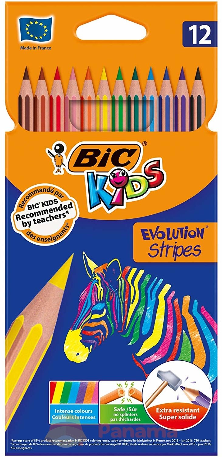 

Олівці кольорові BIC Kids 12 кольорів Evolution Stripes