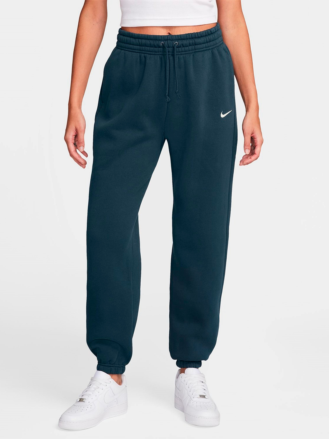 Акція на Спортивні штани на флісі жіночі Nike W Nsw Phnx Flc Hr Os Pant 2 FZ5996-478 L Зелені від Rozetka