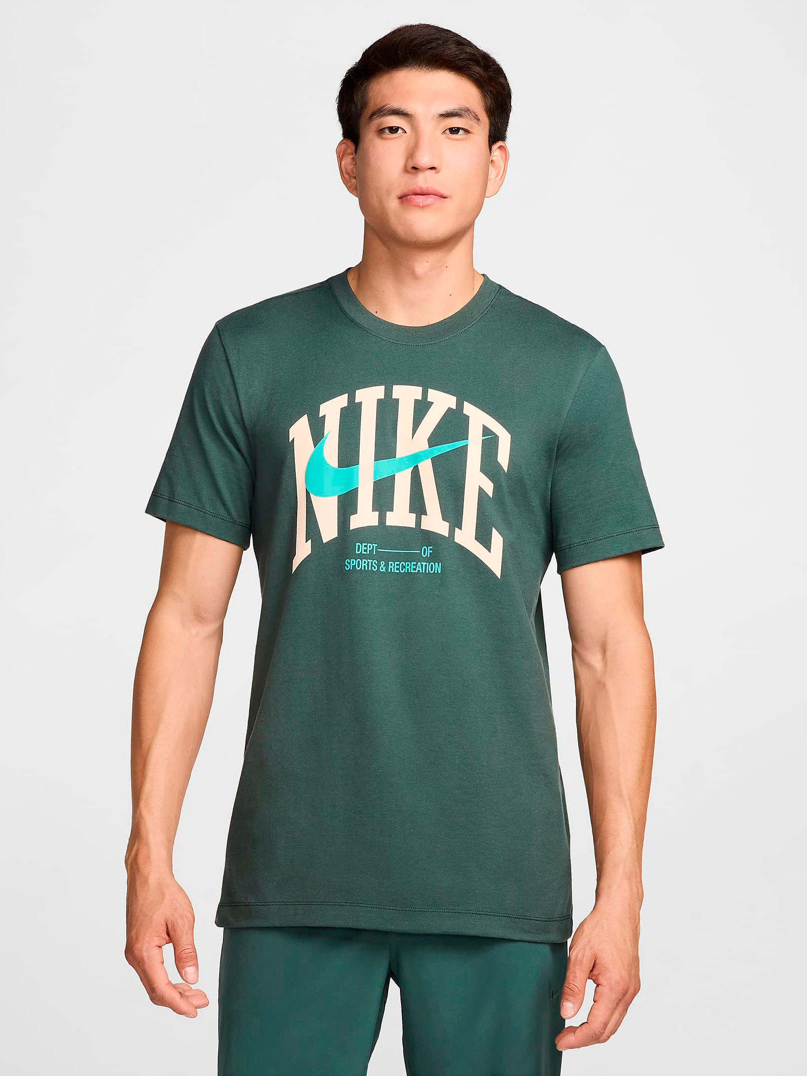 Акція на Футболка бавовняна чоловіча Nike M Nk Df Tee Modern Fitness FZ8048-338 XL Зелена від Rozetka